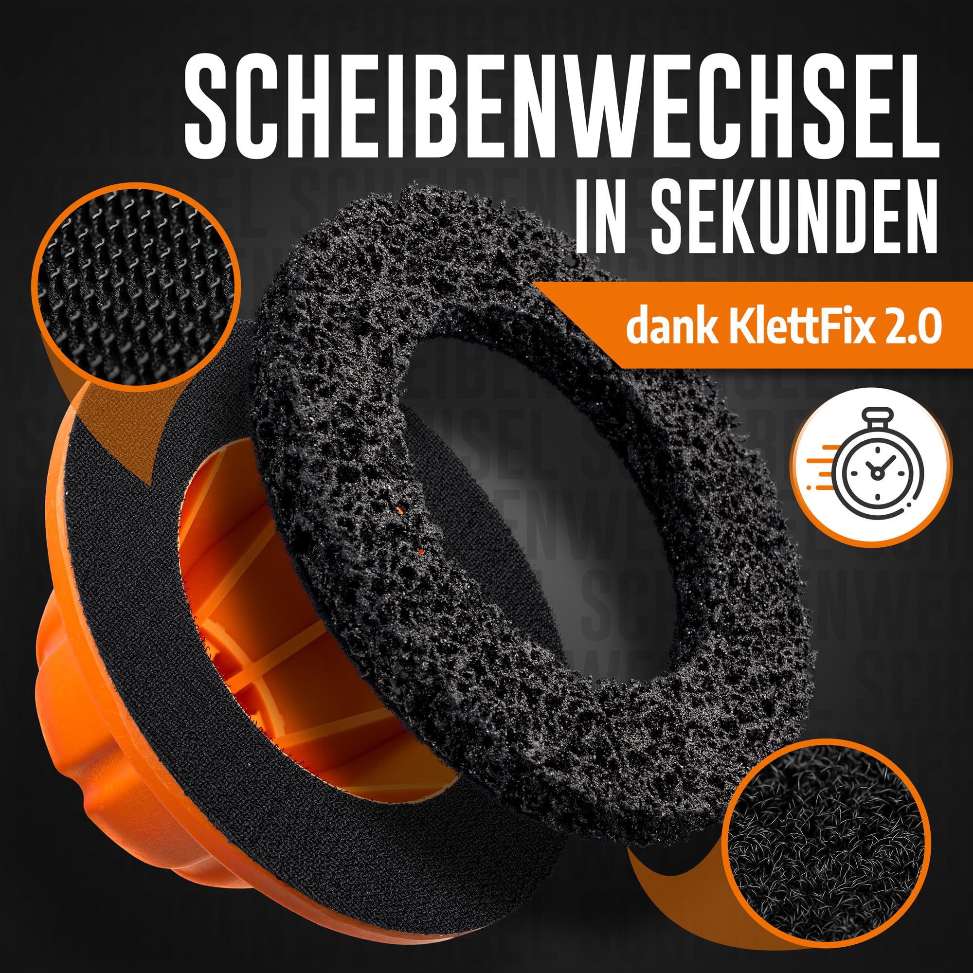 Radnabenschleifer mit Akkuschrauber-Adapter inkl. 90-150 mm Silizium-Karbid-Scheibe Auto Reifenwechsel & Felgenreinigung 1/2" Schlagschrauber Vierkantantrieb Radnabenreiniger Nabenschleifer