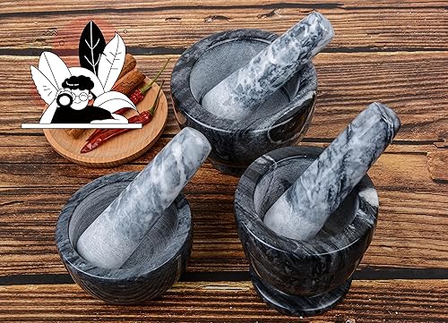 Miniatura 9 de Maja de repuesto de mármol de 5.3 pulgadas solo piedra pulida (mortero no incluido) (gris claro negro)