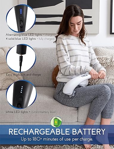 Miniatura 6 de Zyllion Masajeador de mano para espalda y cuello  Masaje eléctrico recargable inalámbrico de tejido profundo con calor para atletas, recuperación y