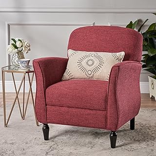 Merax Red Accent Chair, Fabric Armchair Mid Century Modern Chair Set of ...