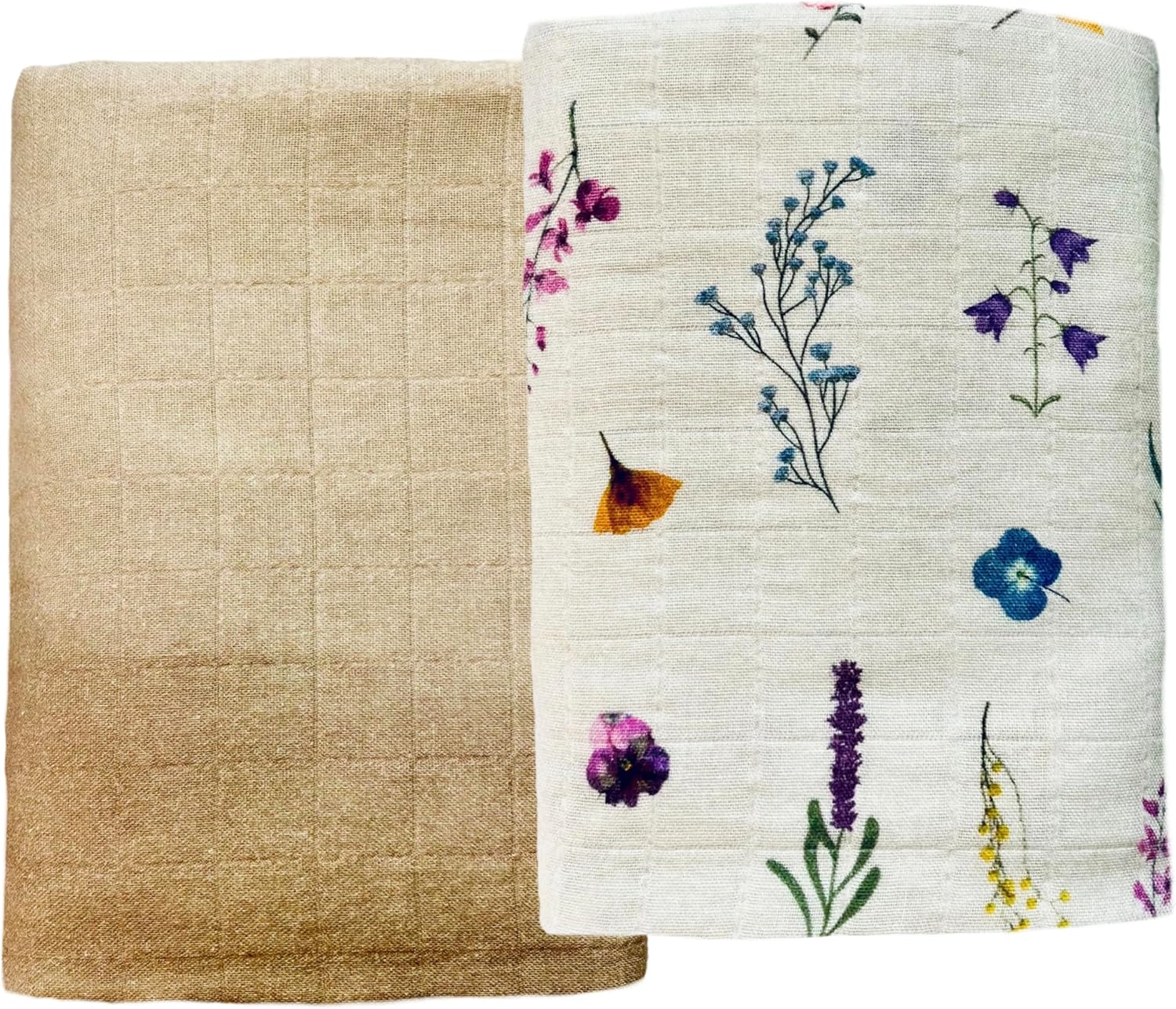 Leyl&Ari Baby Swaddle Blanket Set, Organic Cotton Muslin Receiving Blanket for Newborn (Botanical Flowers/Ombre)