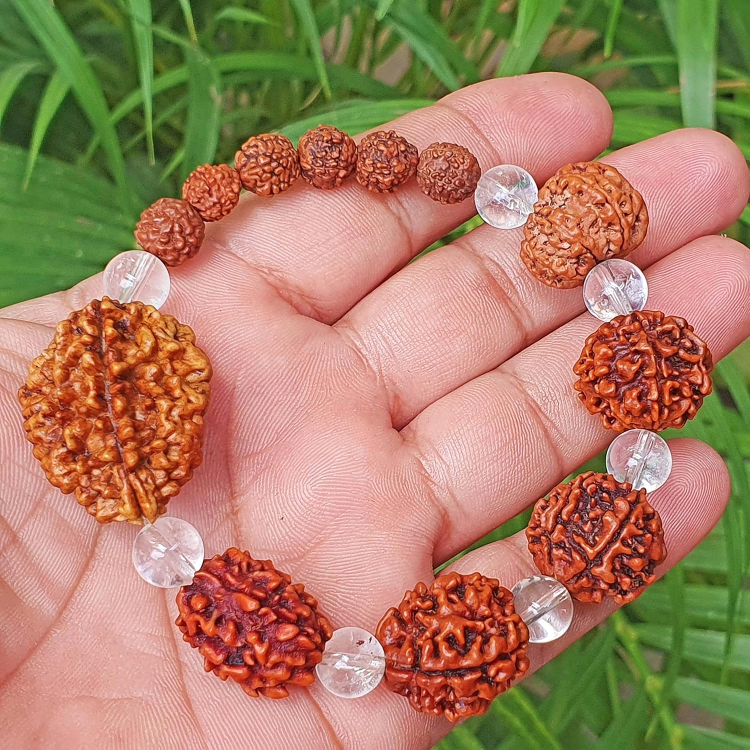 Rudraksha Bracelet For Men & Womens 2 Face , 3 Mukhi , 4 Mukhi , 5 Face , 6 Mukhi , 7 Mukhi Stretchable Himalayan Rudraksha Beads Wrist Band for Yoga, Meditation Healing (Compy fit for wrists up to 7-7.75 inch)