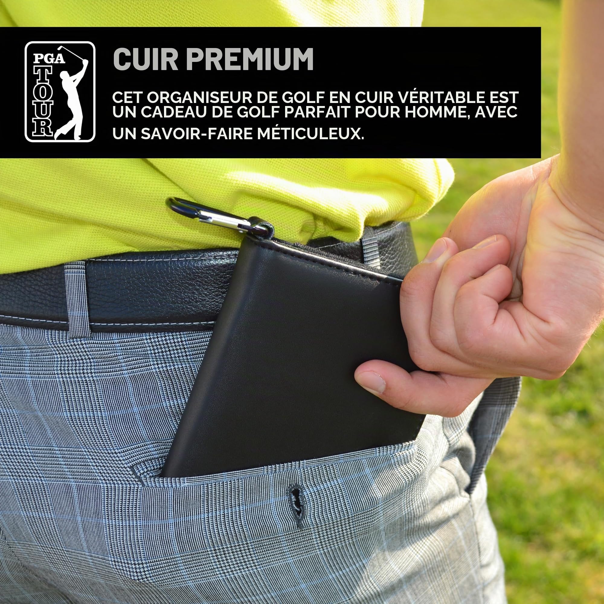 PGA Tour Golf Organiseur en Cuir Noir