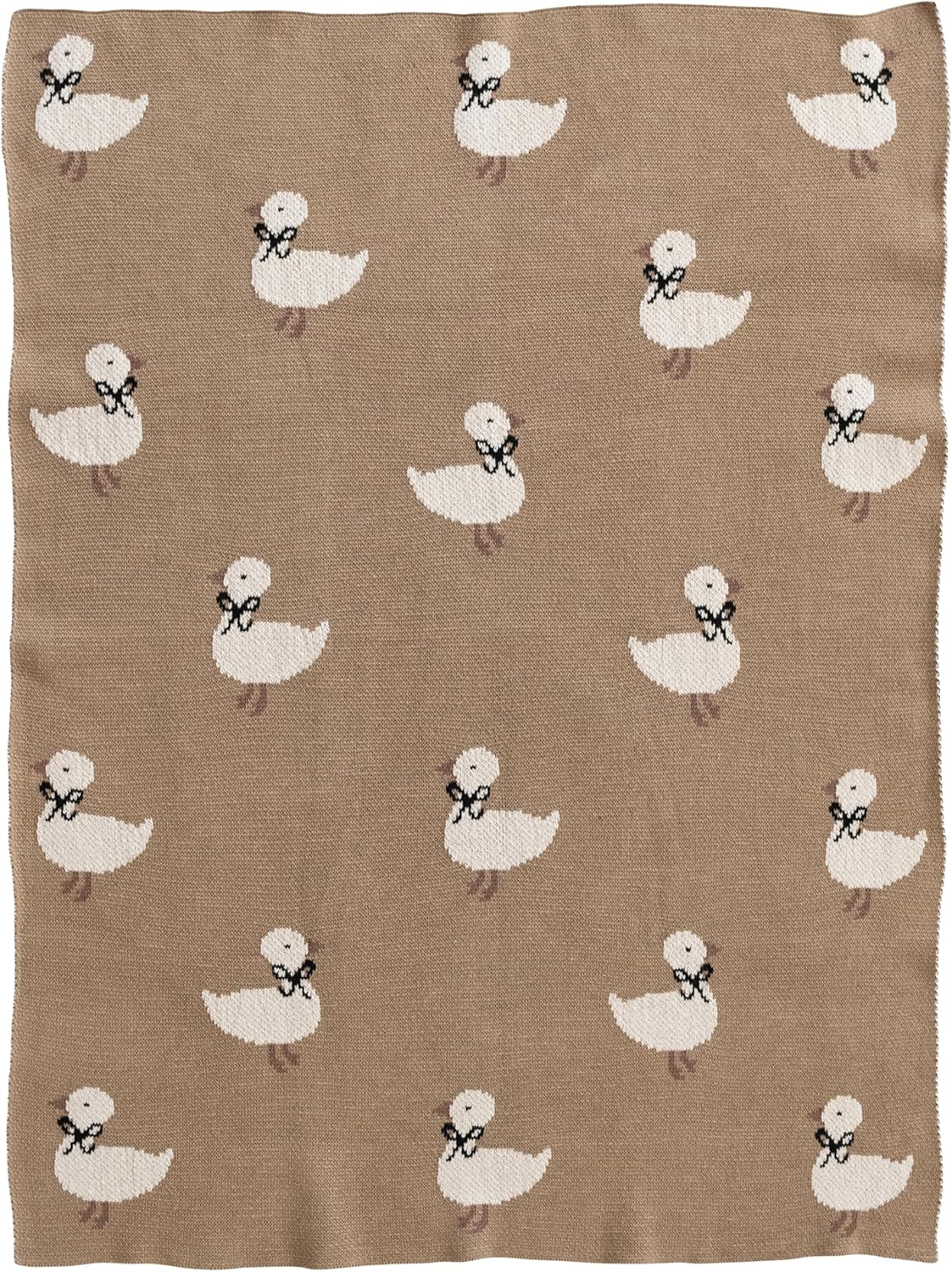 Creative Co-Op Cotton Knit Baby Blanket with Ducklings, Multicolor