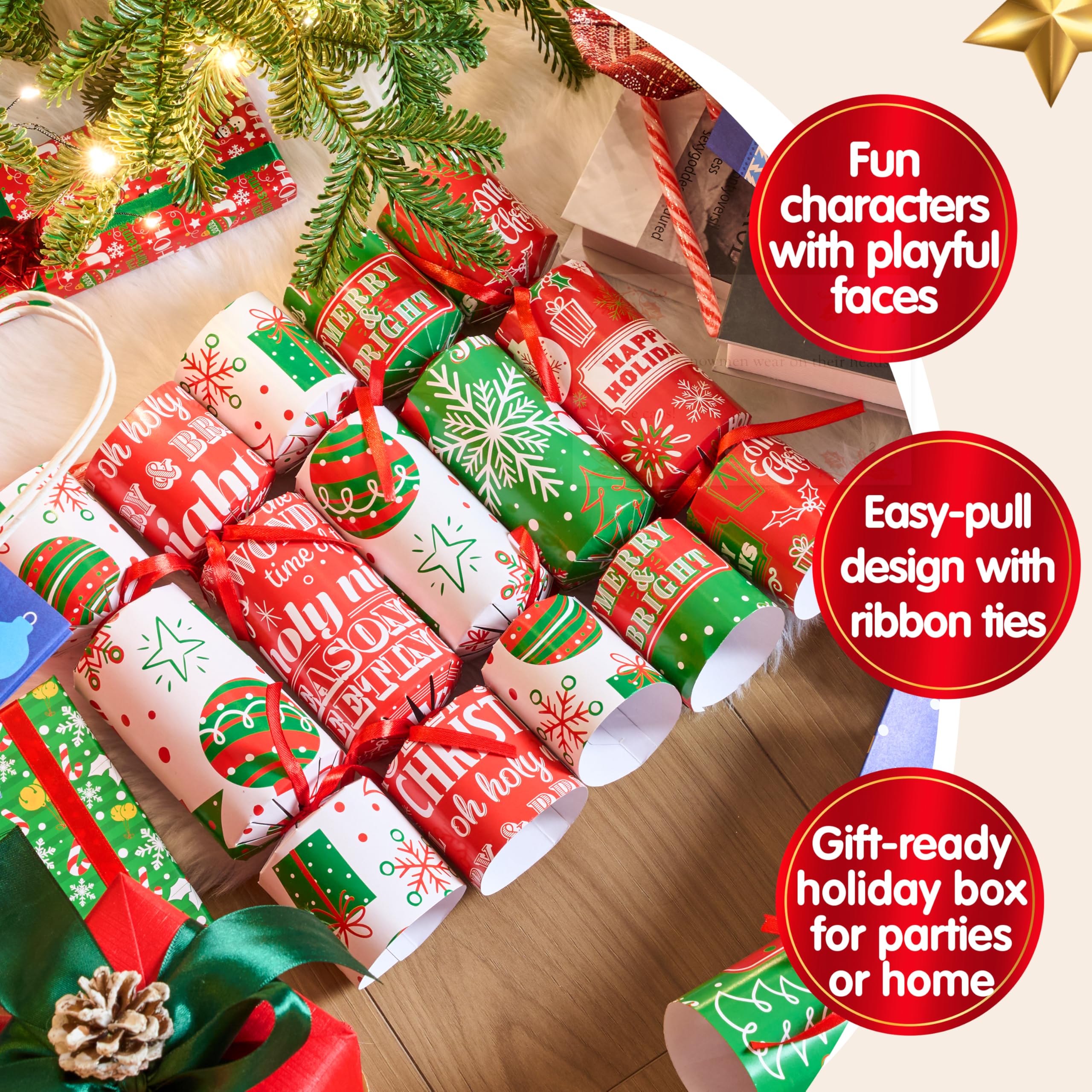 JOYIN 6 Pieces Christmas Crackers Christmas Party Toys Without Push Button with Wind-Up Toy - Image 4