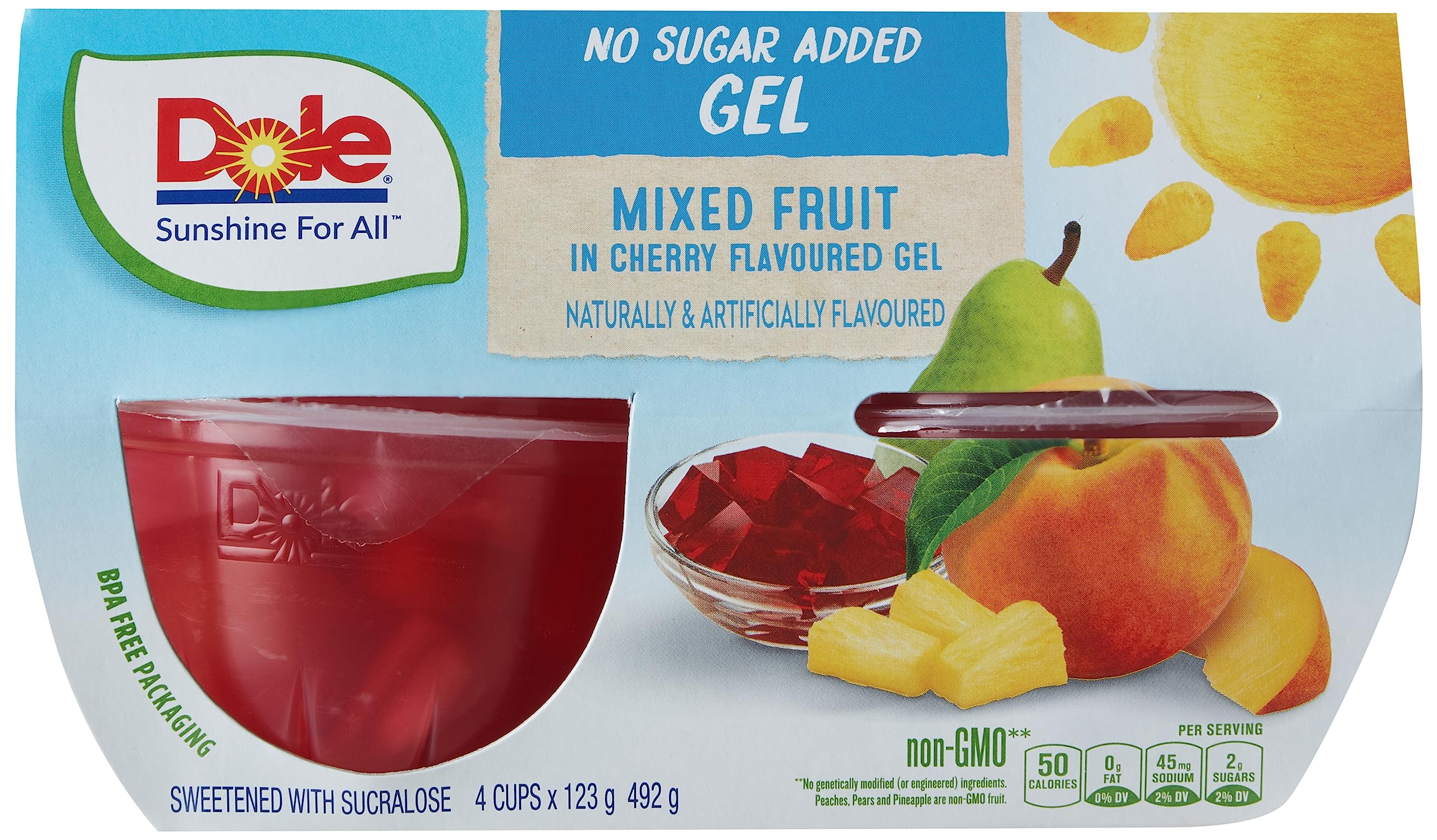Dole Fruit Bowls Mixed Fruit in Cherry Gel – Sugar Free, Gluten