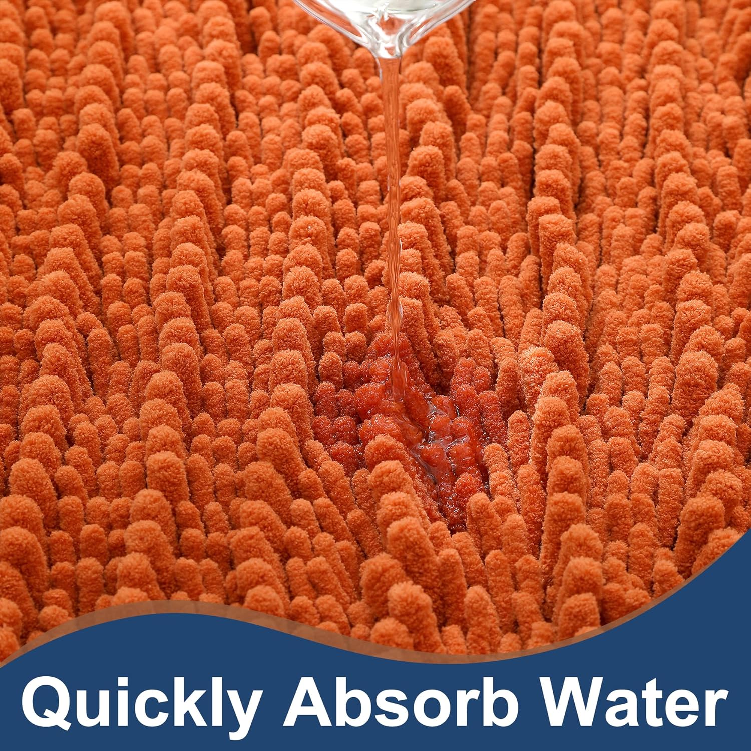 FLOLEOPA Soft Plush Microfiber Bathroom Rugs, Absorbent Bath Rugs Non Skid Machine Wash Dry Bath Mats for Tub,Shower and Bath Room Floor Mats(Burnt Orange,17x24 inches) - Image 5