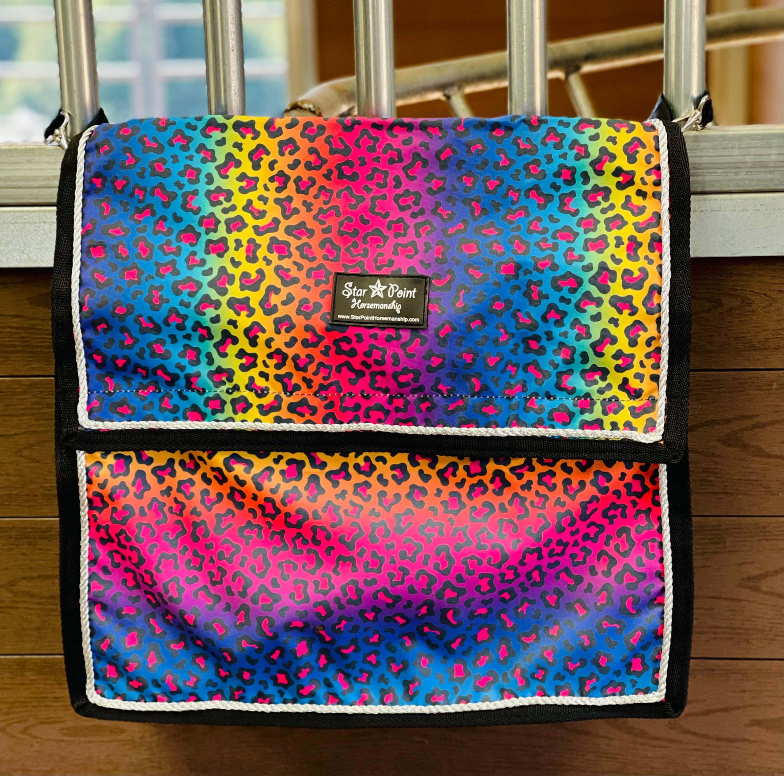 Star Point Horsemanship 600 D Ripstop Stall Front Horse Storage Tack Bag -20x20x6 Waterproof, Dust-Proof, and Extra Strong Handles Breathable Sides for Blanket (all Tack Items,Dinosaurs)