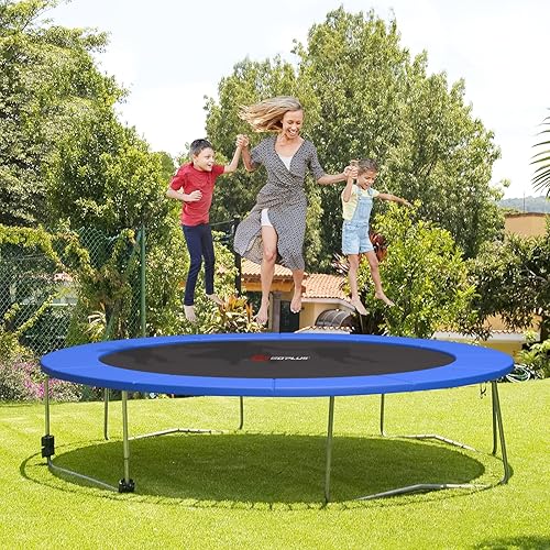 Miniatura 9 de Goplus Almohadilla de repuesto para cama elástica, 16, 15, 14, 12, 10, 8 pies, cubierta de resorte para trampolín, sin agujeros para postes,