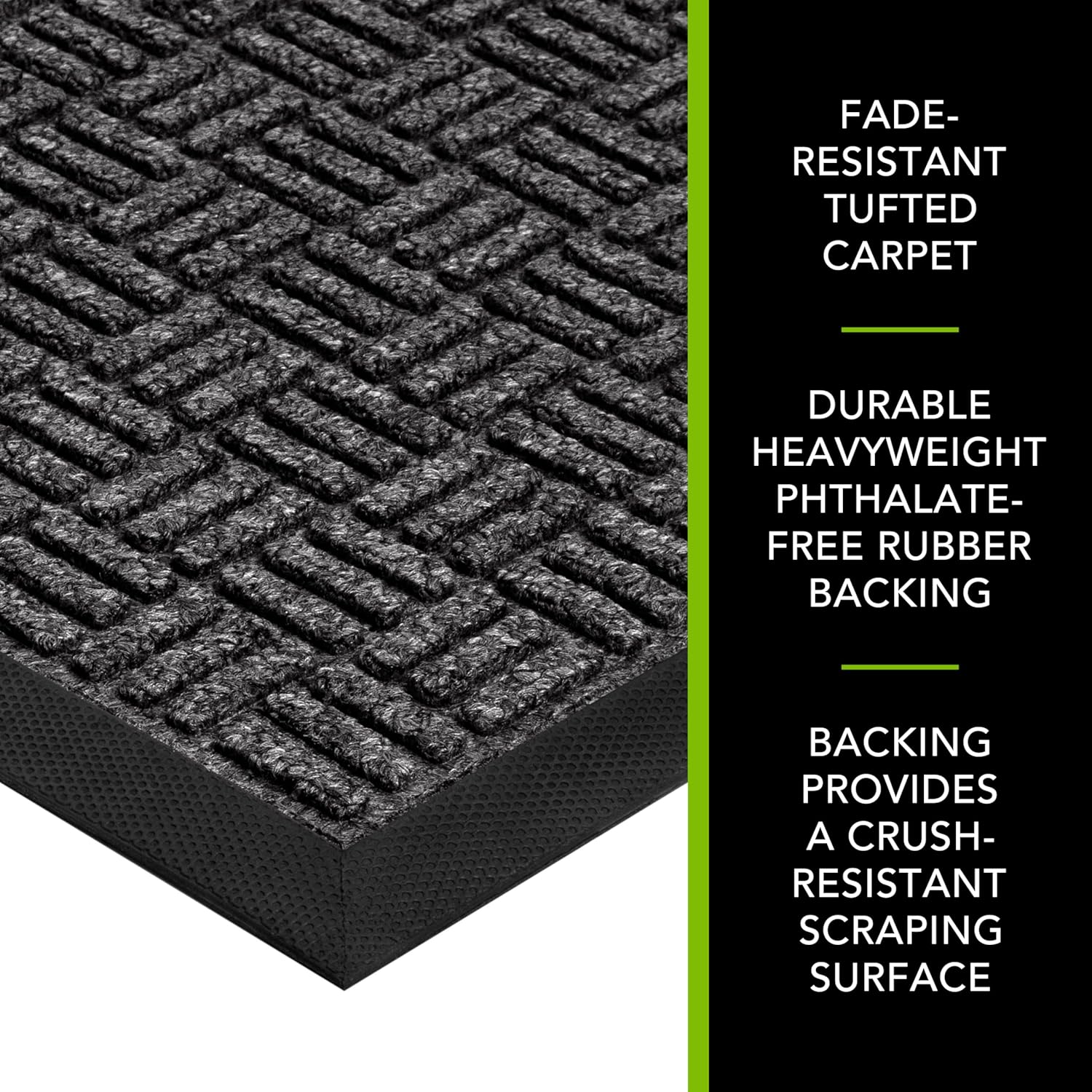Apache Mills Gatekeeper 4' x 10' Charcoal Entrance Mat – Heavy-Duty Indoor/Outdoor Floor Mat, Slip-Resistant, Crush-Resistant, Moisture-Absorbing Tufted Carpet with Rubber Backing - Made in USA