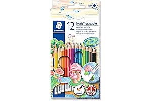 STAEDTLER Noris Color Erasable Colored Pencils, 12 Vivid Colors (14450NC12)
