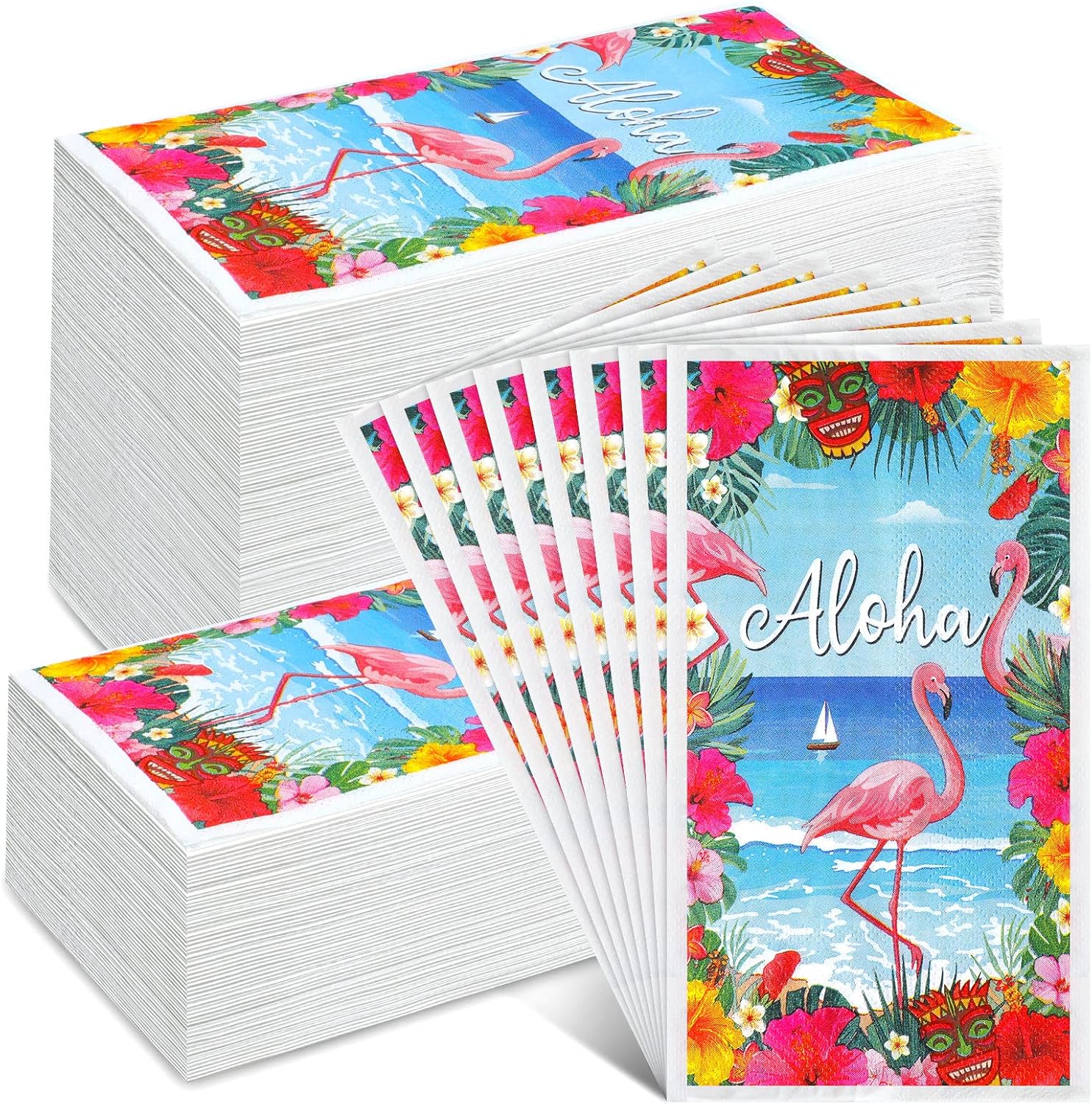 300 Pcs Flamingo Napkins Summer Napkins Disposable Tropical