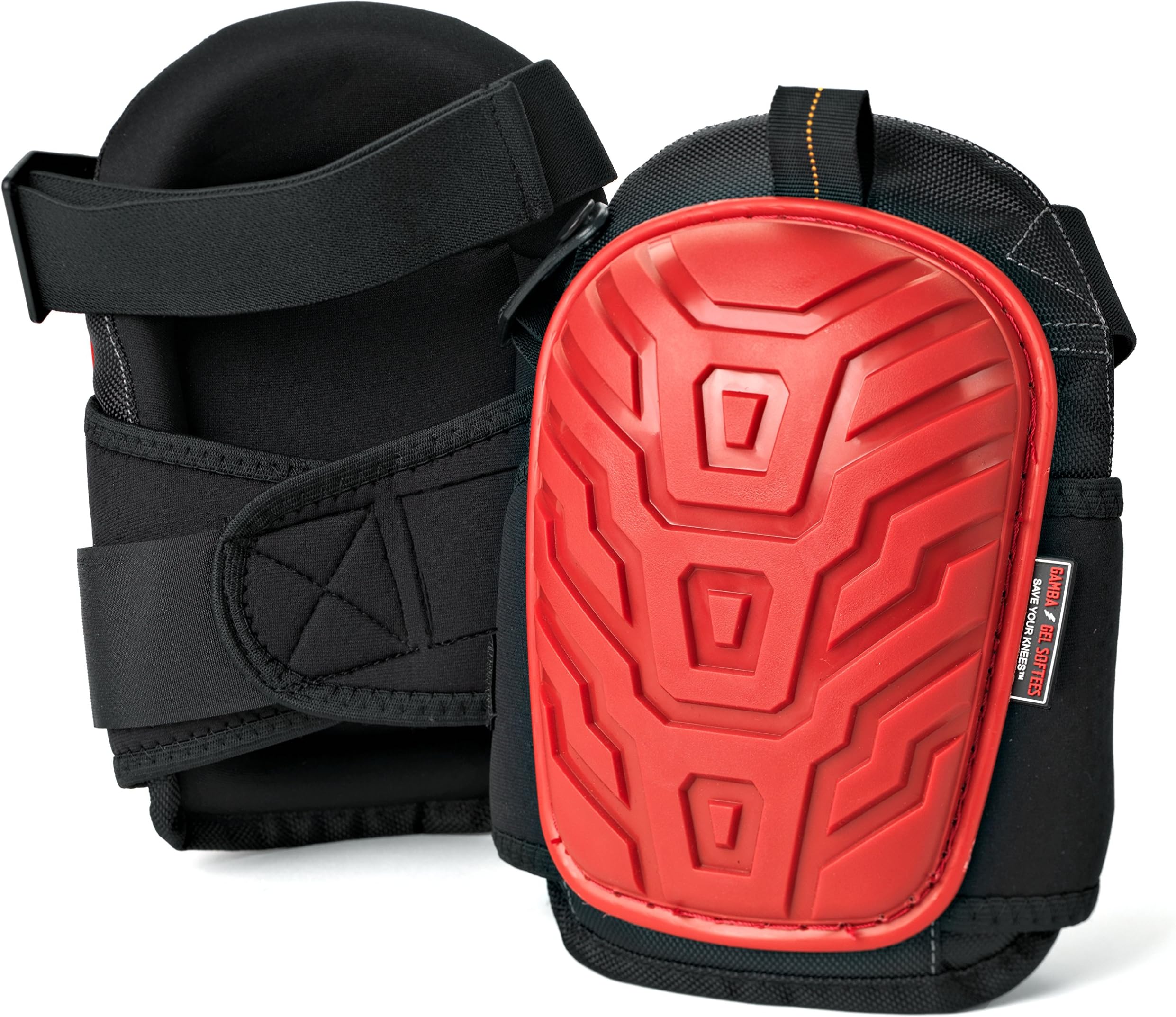 GEL SOFTEES – Save Your Knees With The Best Heavy Duty Rubber Shell Gel Knee Pads for Work & Gardening by Gamba Tools – Great For Construction, Flooring, Cleaning & Knee Replacements (Adult, Red)