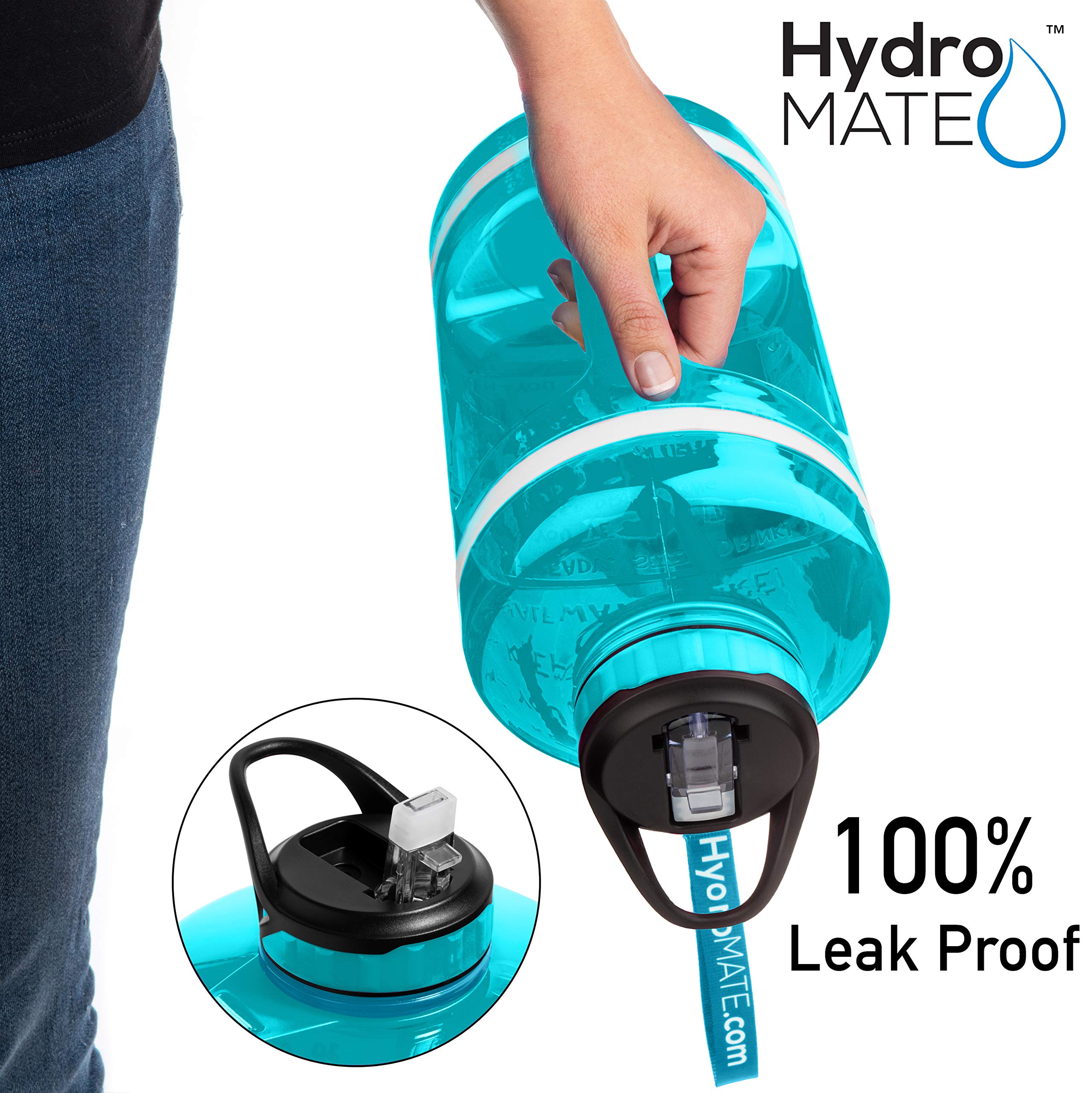 Buy HydroMATE 1 Gallon Water Bottle with Time Marker Large Reusable Motivational Jug with Straw