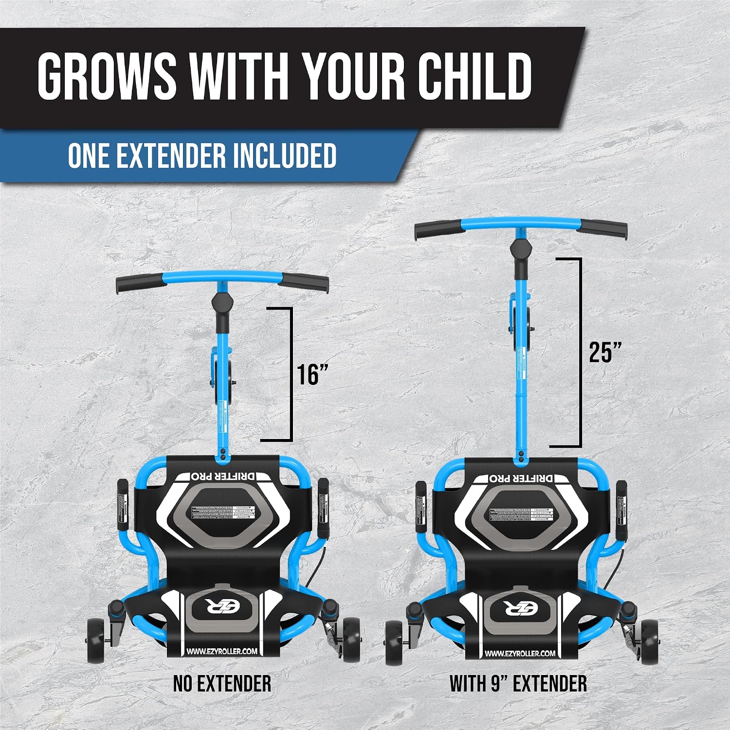 EzyRoller Drifter Pro X Ride On Toy for Kids and Adults, Ages 9+, Up to 220 lbs - Blue image 3
