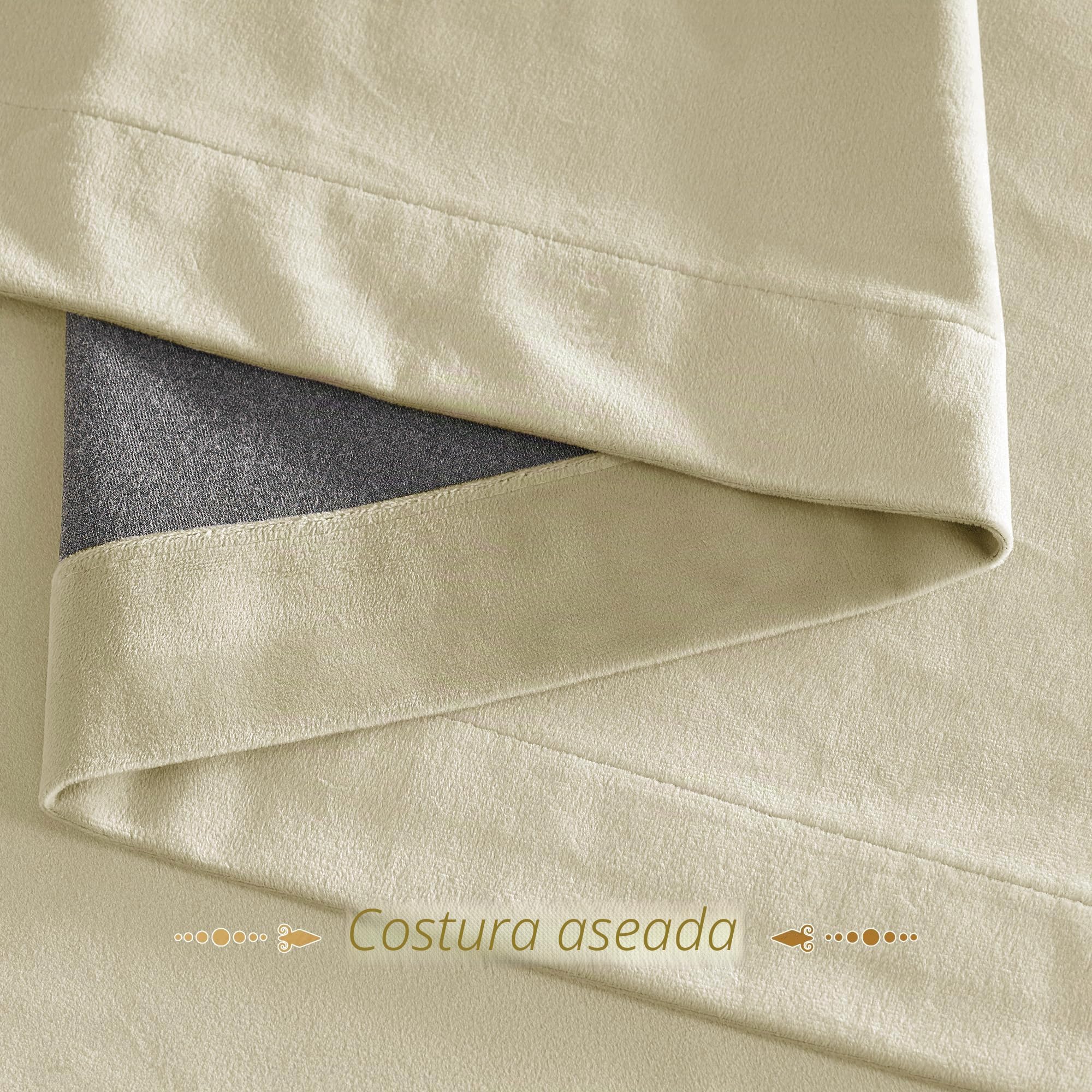 PONY DANCE Cortinas Salon Modernas 2 Piezas, Cortinas de Terciopelo(300 g/m2), Opacas Termicas Aislantes con Ojales para Dormtiorio Matrimonio/Comedor/Habitacion,132x240cm,Beige Claro