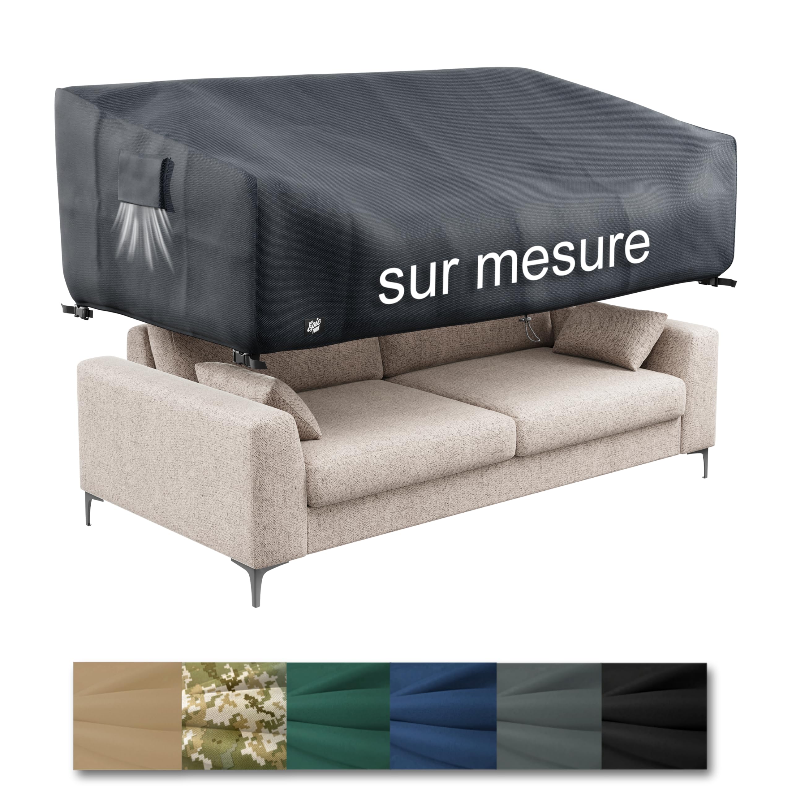 Housse De Protection Sur Mesure Epic TUBE - Banc, Canapé, Chaise Longue, Oxford 600D Imperméable