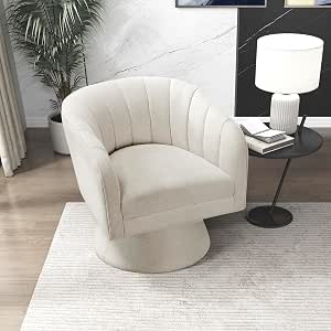 Lexicon Boucle Upholstered Swivel Accent Chair, Beige