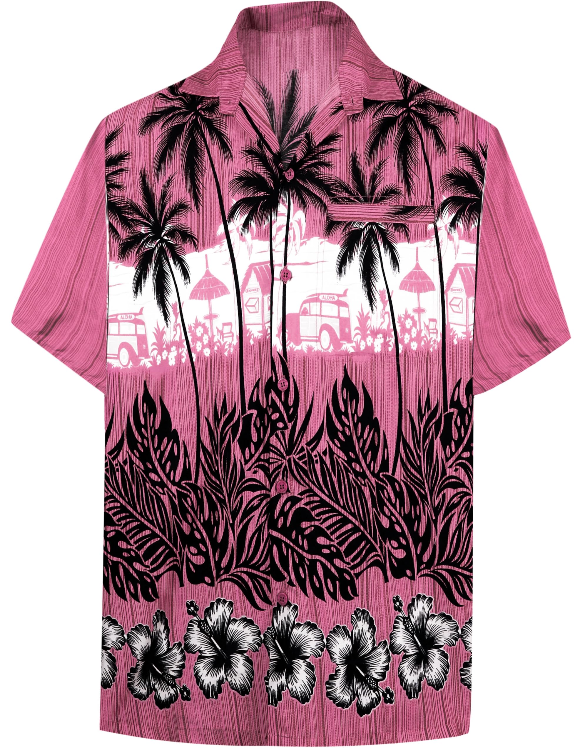 LA LEELA Men's Hawaii Shirt Button Down