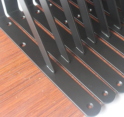 Vista 163 de Paquete de 4 soportes de estante resistentes de 8 pulgadas de largo x 6 pulgadas de alto con tornillos, soportes de estante de metal, soportes