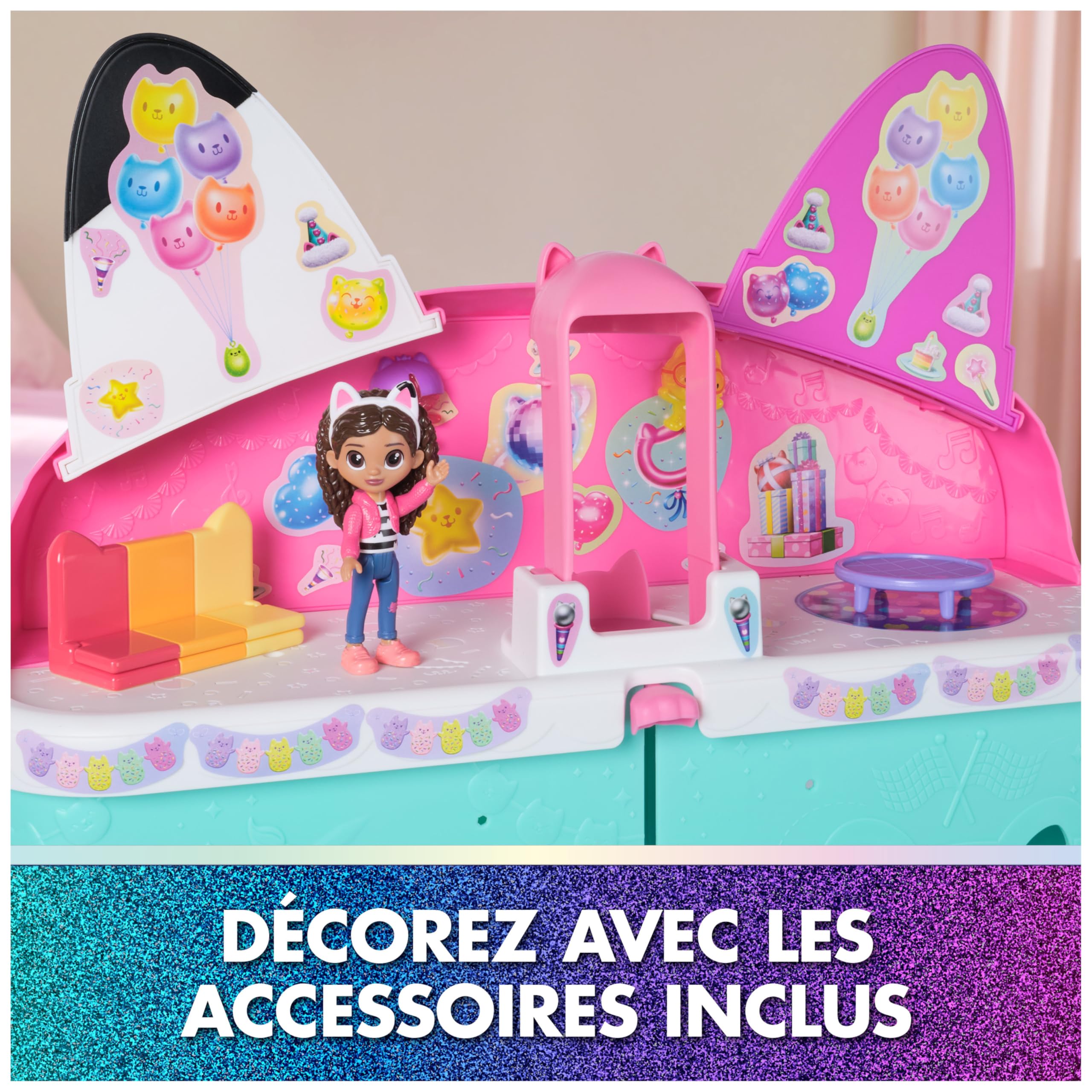 Gabby et la Maison Magique Le Film - Gabby Dollhouse - Maison De Poupée 60 Cm De Haut avec 1 Figurine Et 15 Accessoires - Yeux Lenticulaires - Dessin Animé Jouet - Jouet Enfant 3 Ans Et +