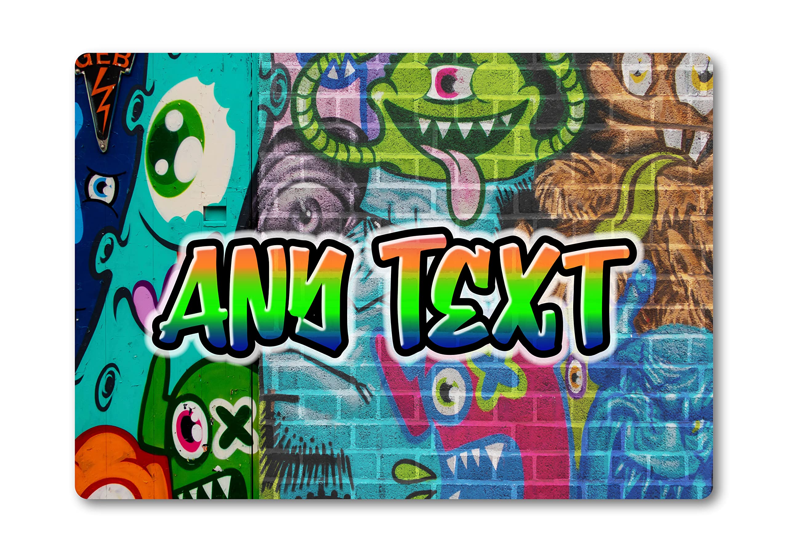 Personalised Any Text Graffiti METAL Sign Plaque. Bedroom Man cave Shed Bar Game Room Urban Art Gift Idea (A5 (197mm x 141mm))