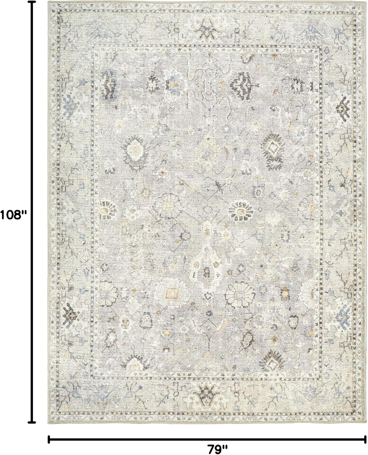 Livabliss x Becki Owens Davina Damask Area Rug , 6'7" x 9', Light Grey
