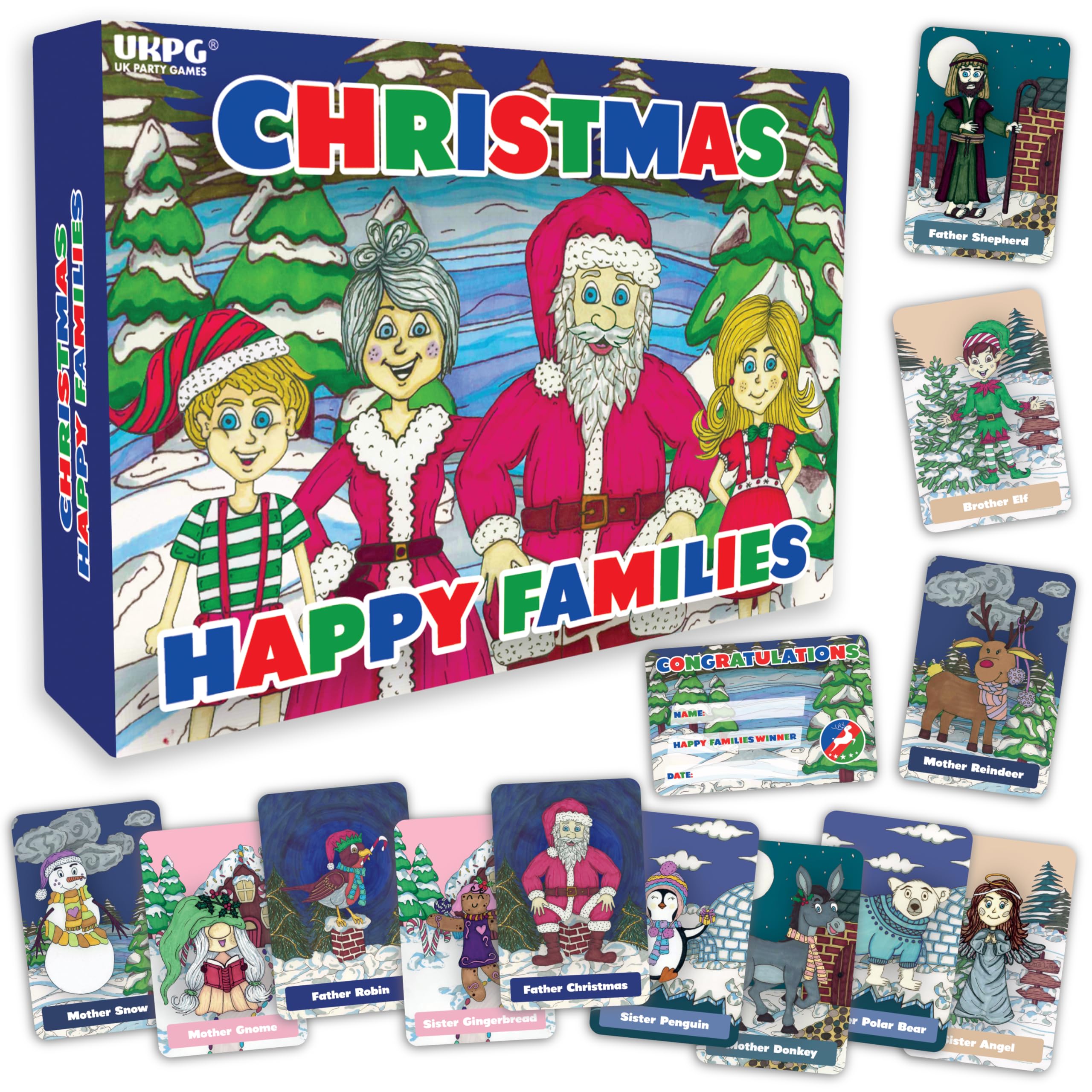 UKPGChristmas Stocking Fillers | Happy Families Game for Family, Children's Party, Christmas Eve Box