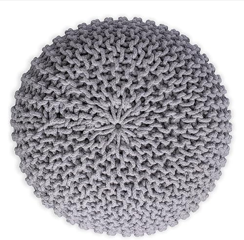 Miniatura 100 de BIRDROCK HOME Puf otomano cuadrado | Taburete de algodón trenzado con relleno de puf | Reposapiés bohemio para sala de estar, dormitorio, asiento