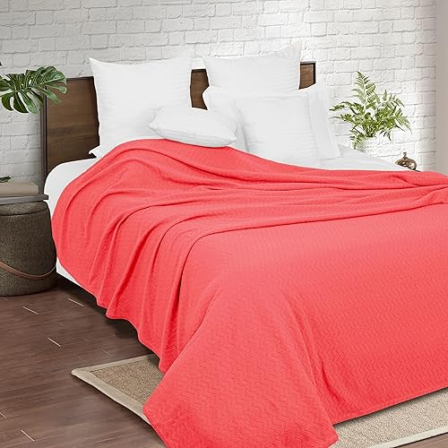 Miniatura 3 de Belizzi Home - Cobija de cama 100% algodón, cobija térmica transpirable tamaño individual, suave cobija térmica de chevron 152cmx229cm, cobija de
