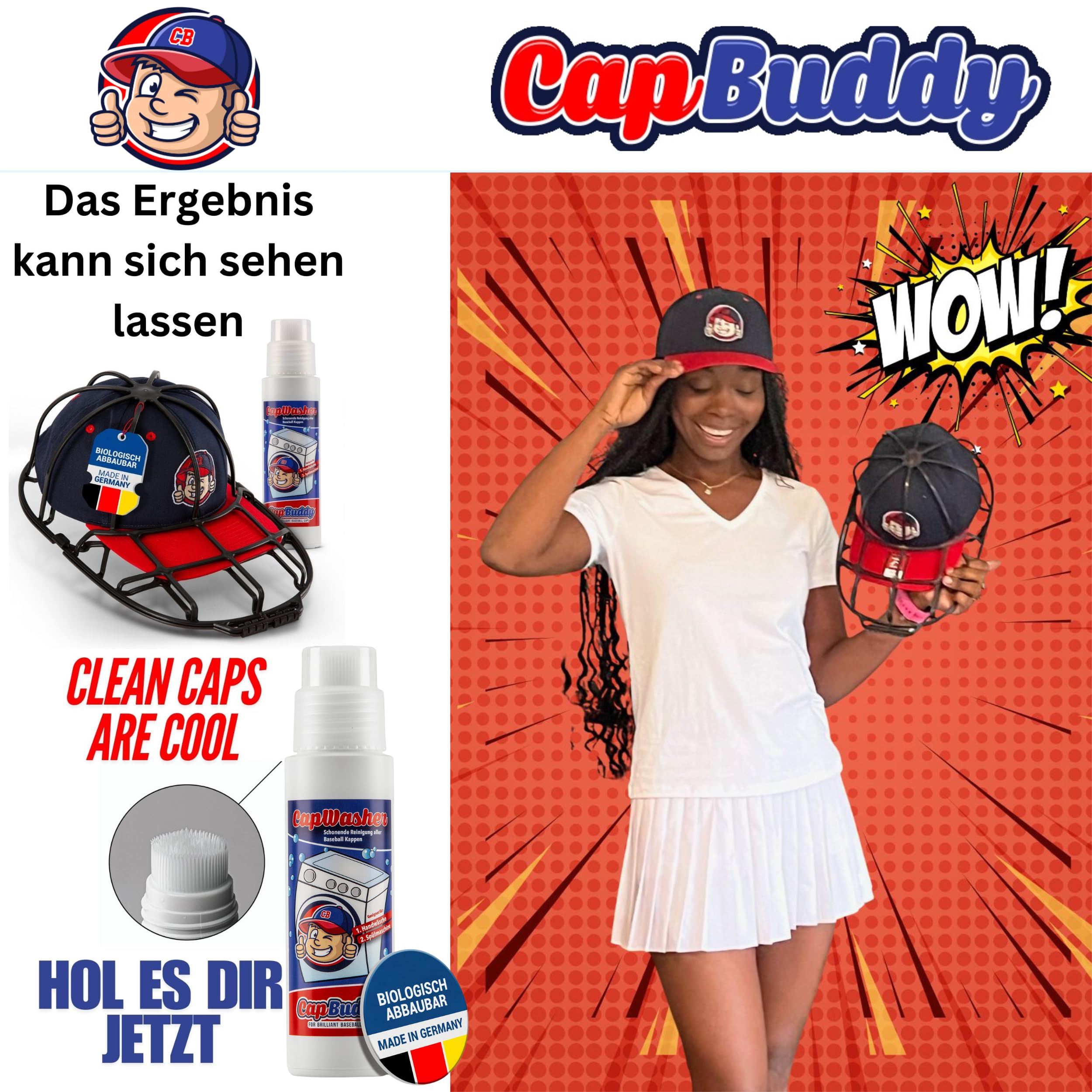 Cap Washer dwupak środka piorącego do delikatnego czyszczenia czapek z daszkiem Capbuddy