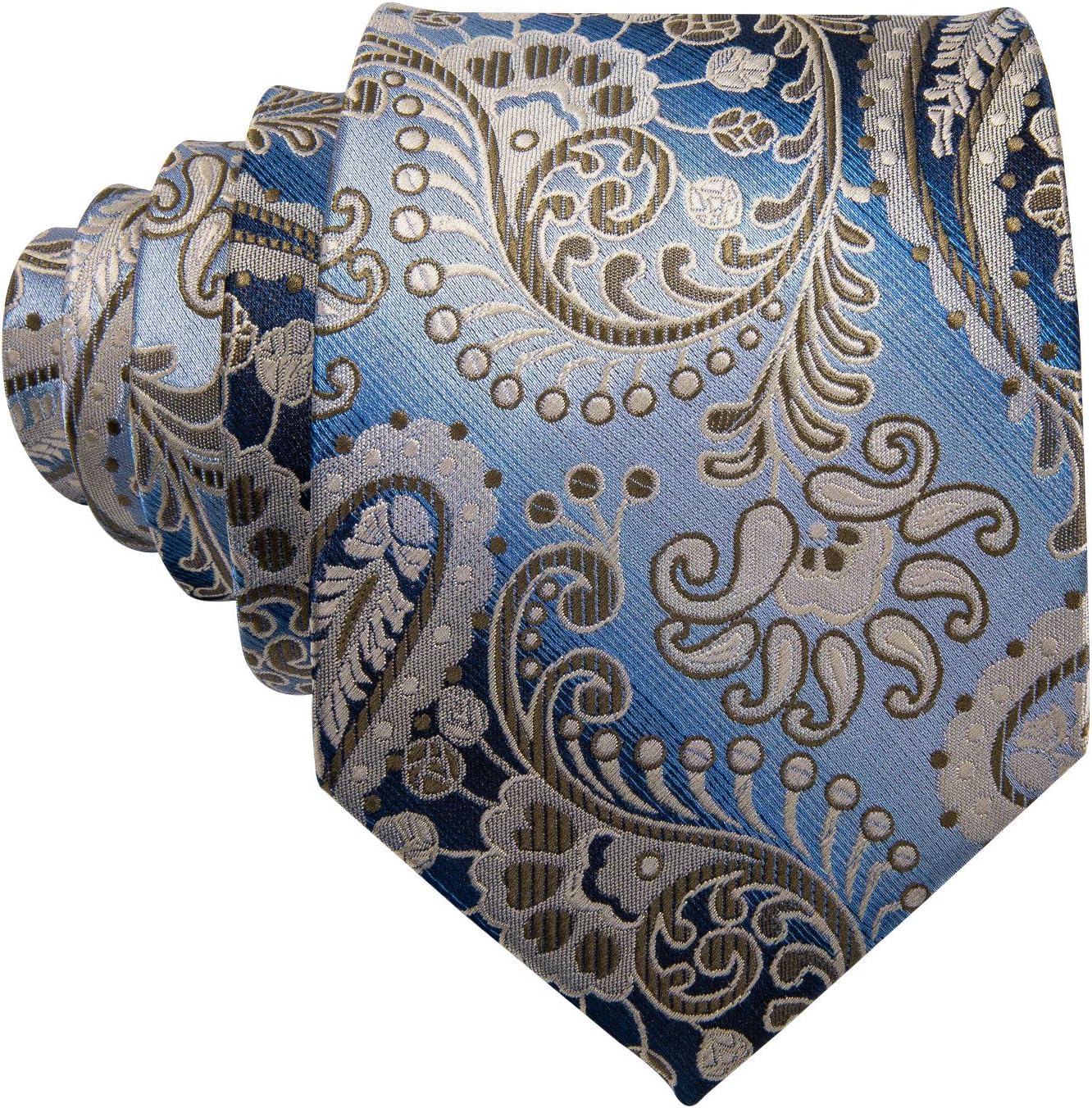 Barry.Wang Paisley Tie Fashion Set Hanky Cufflinks Neckties for Men Woven Silk - Image 6