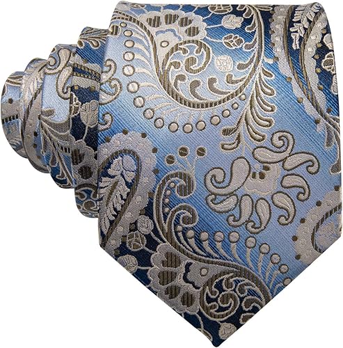 Miniatura 6 de Barry.Wang Conjunto de moda de corbata de cachemira, gemelos y corbatas para hombre, tejido de seda