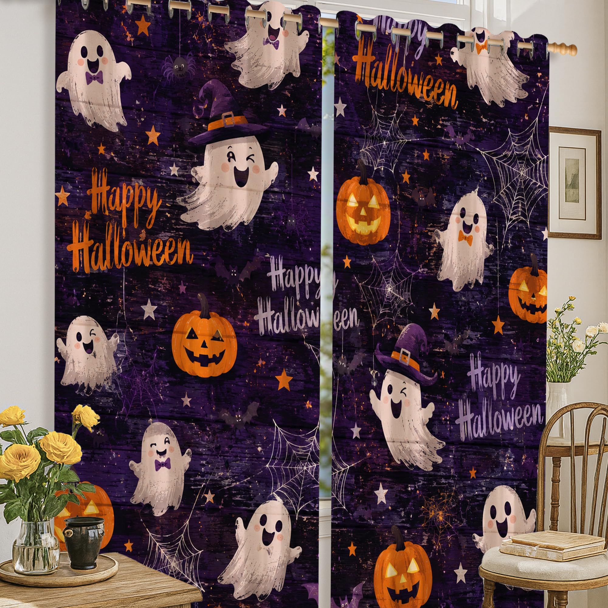 Rideaux occultants contre la lumière du jour pour chambre à coucher motif Halloween