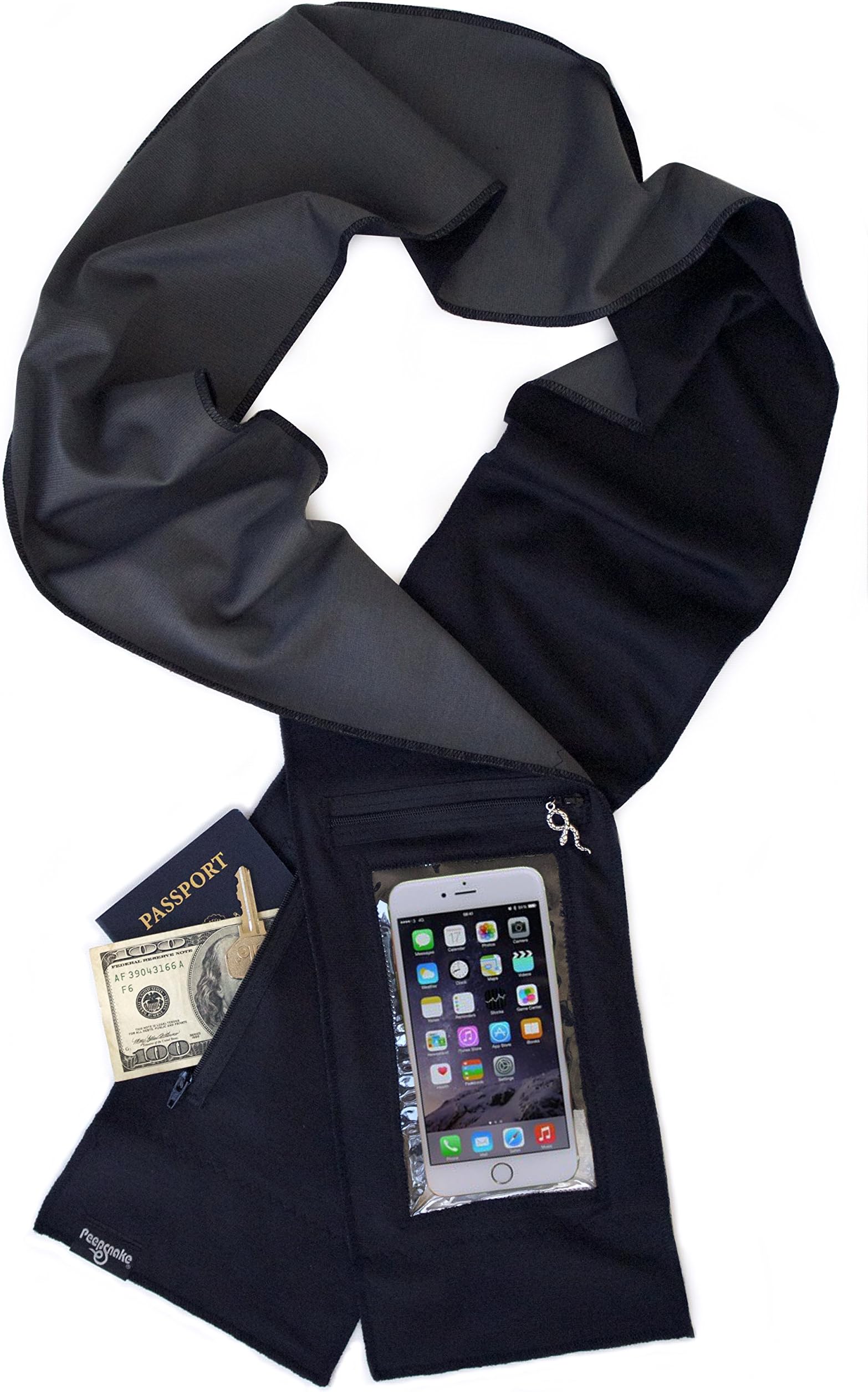 Peepsnake Smartphone Scarf for TALLER Phones- Clear Touch Pocket- Back Window- Crossbody