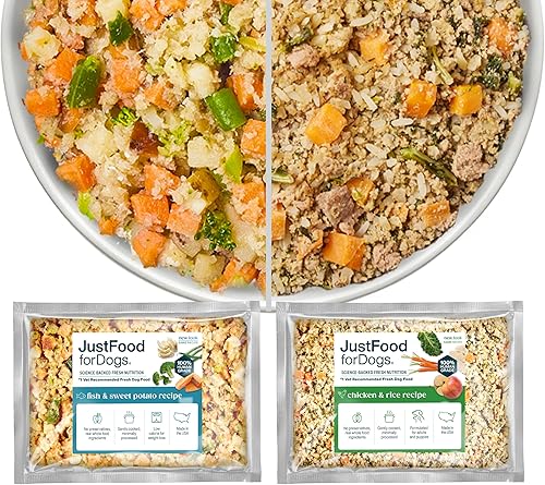 JustFoodForDogs - Pack de variedad de comida fresca congelada para cachorros, comida para perros completa o suplemento para comida de perro, recetas