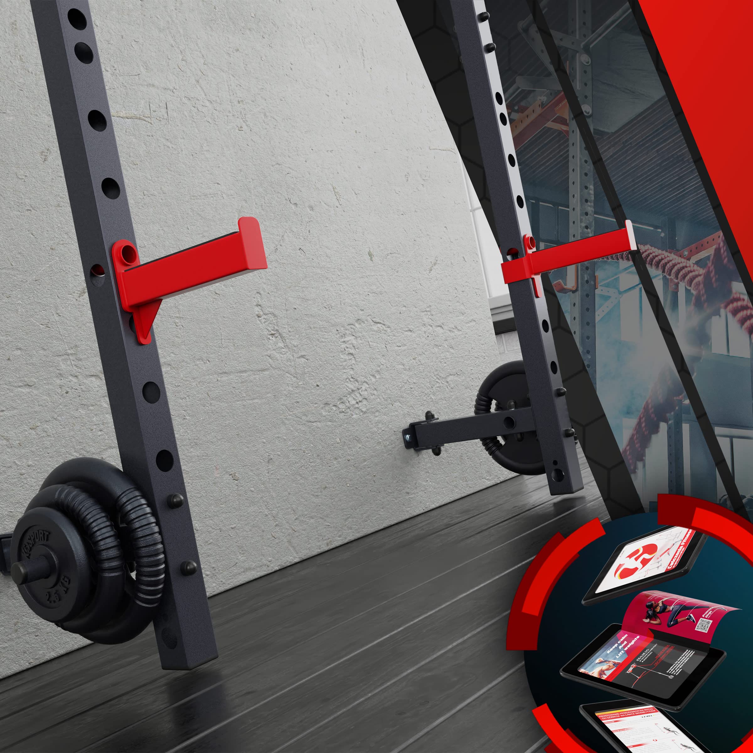 K-Sport: Wandrack – Squat Rack mit Klimmzugstange zur Wandmontage bis 225 kg belastbar I Kniebeugeständer mit Klimmzug I ideale Kraftstation für Zuhause I Made in EU