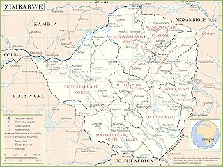 32"x24" Poster Zimbabwe political map [Laminated]