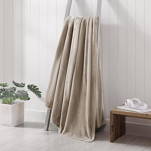 Miniatura 6 de Poppy & Fritz Ropa de cama reversible de vellón de felpa ultrasuave, ligera decoración del hogar para todas las estaciones, tamaño King, beige sólido