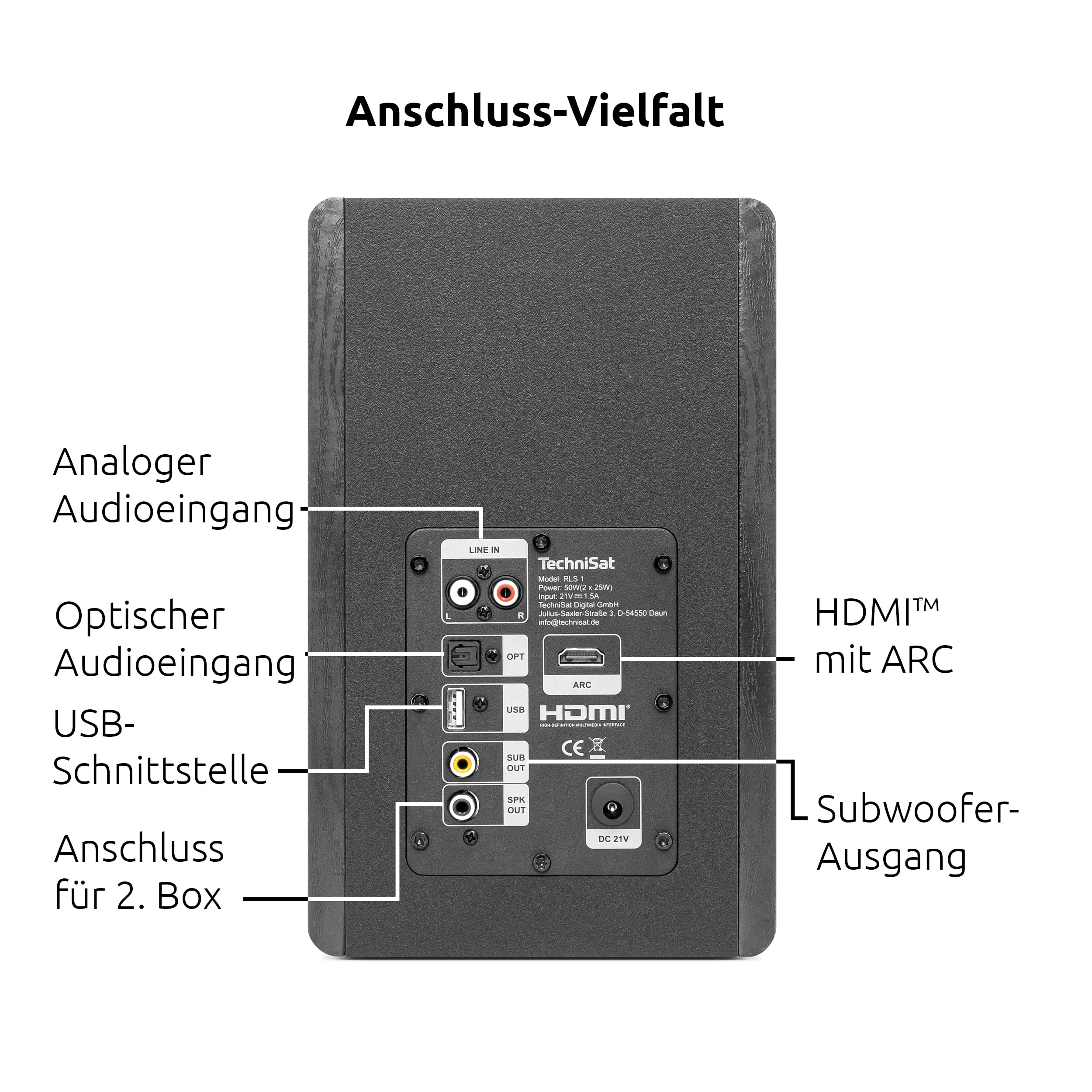 TechniSat AUDIOMASTER RLS 1 - Aktive 2.0 Regallautsprecher