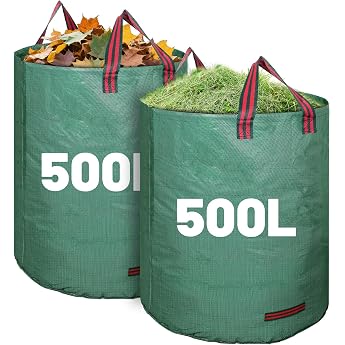 Dntorx Garden Sack 2 x 500 L Sturdy Garden Waste Bag with 4 Handles