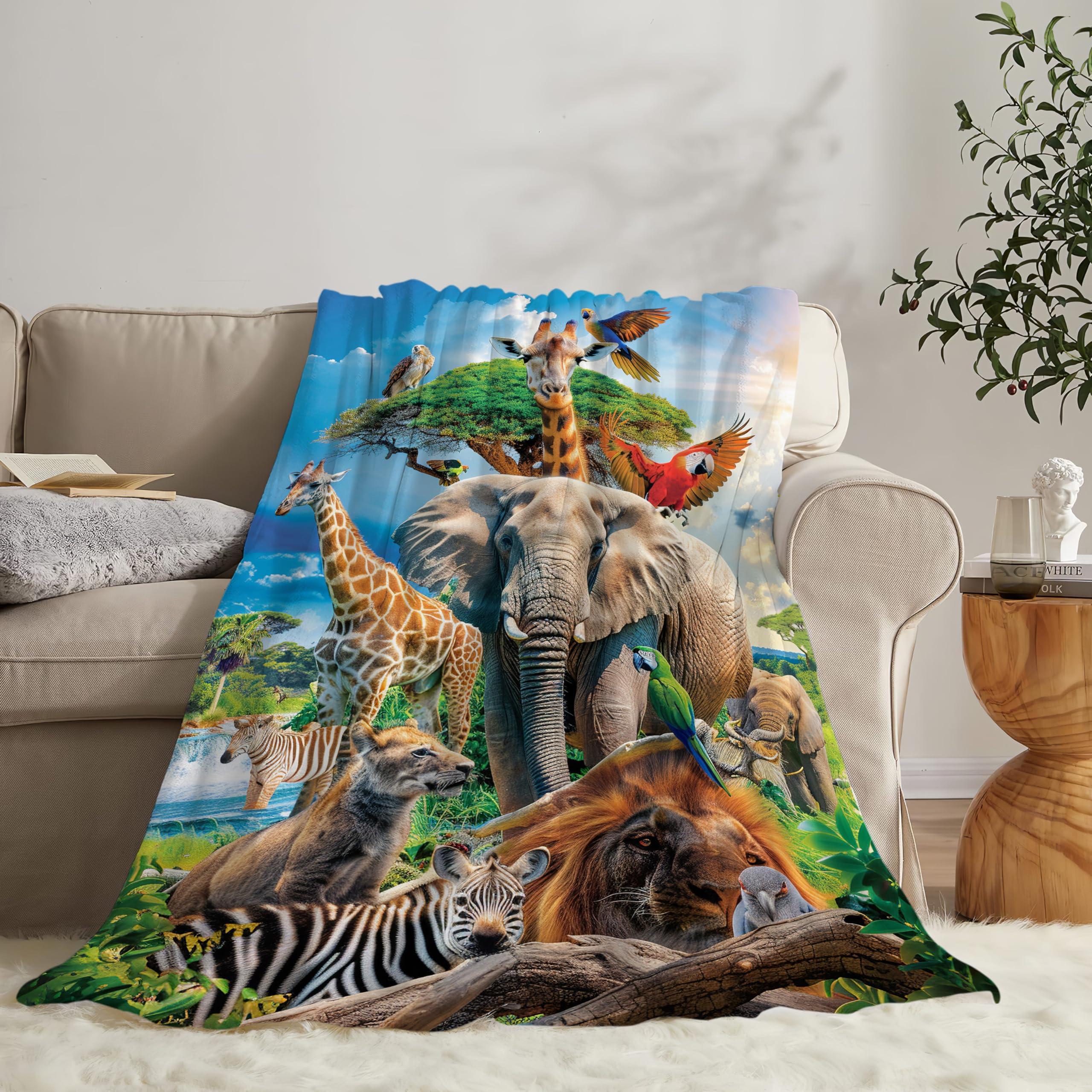 Amazon.com: Zoo Animals Blanket Funny African Elephant Giraffe