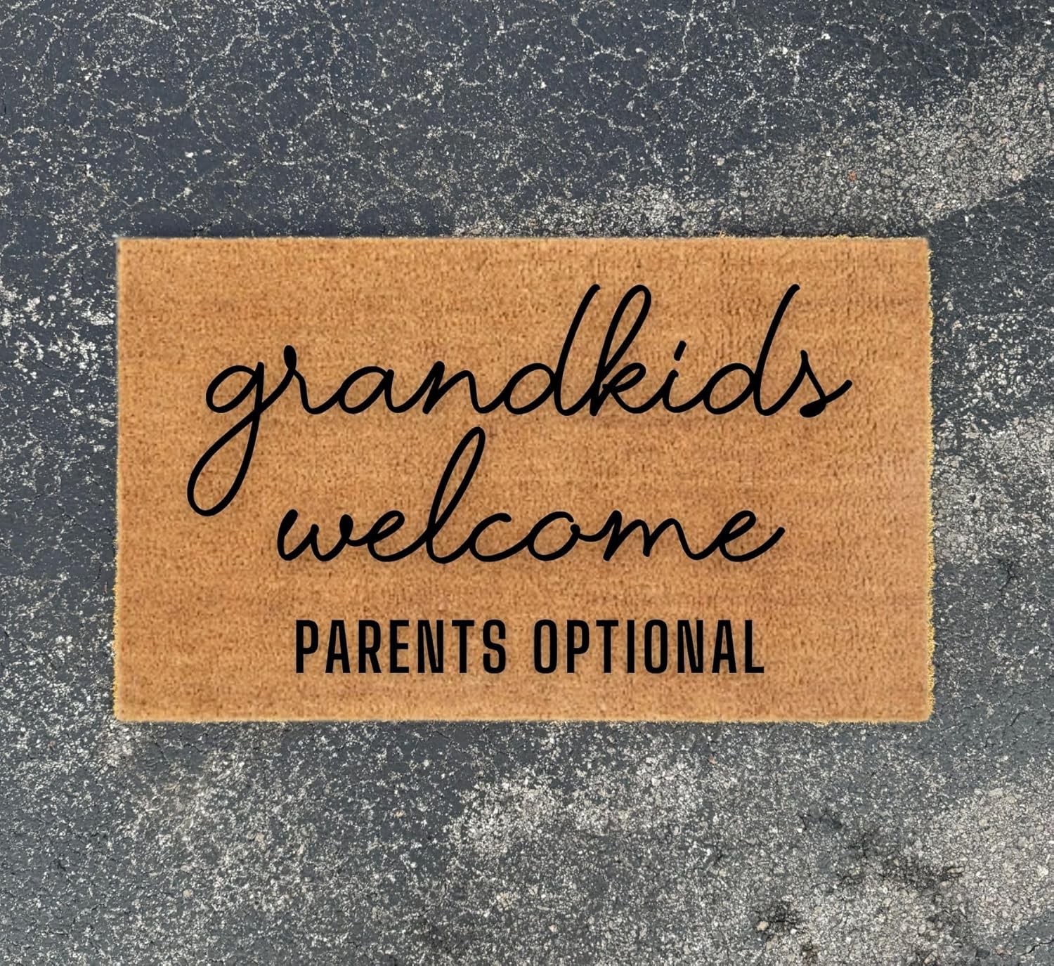Grandkids Welcome Parents Optional Doormat – Funny Grandparents Door Mat, Welcome Mat for Nana & Papa, Gift for Grandma & Grandpa, Indoor Outdoor Front Door Rug