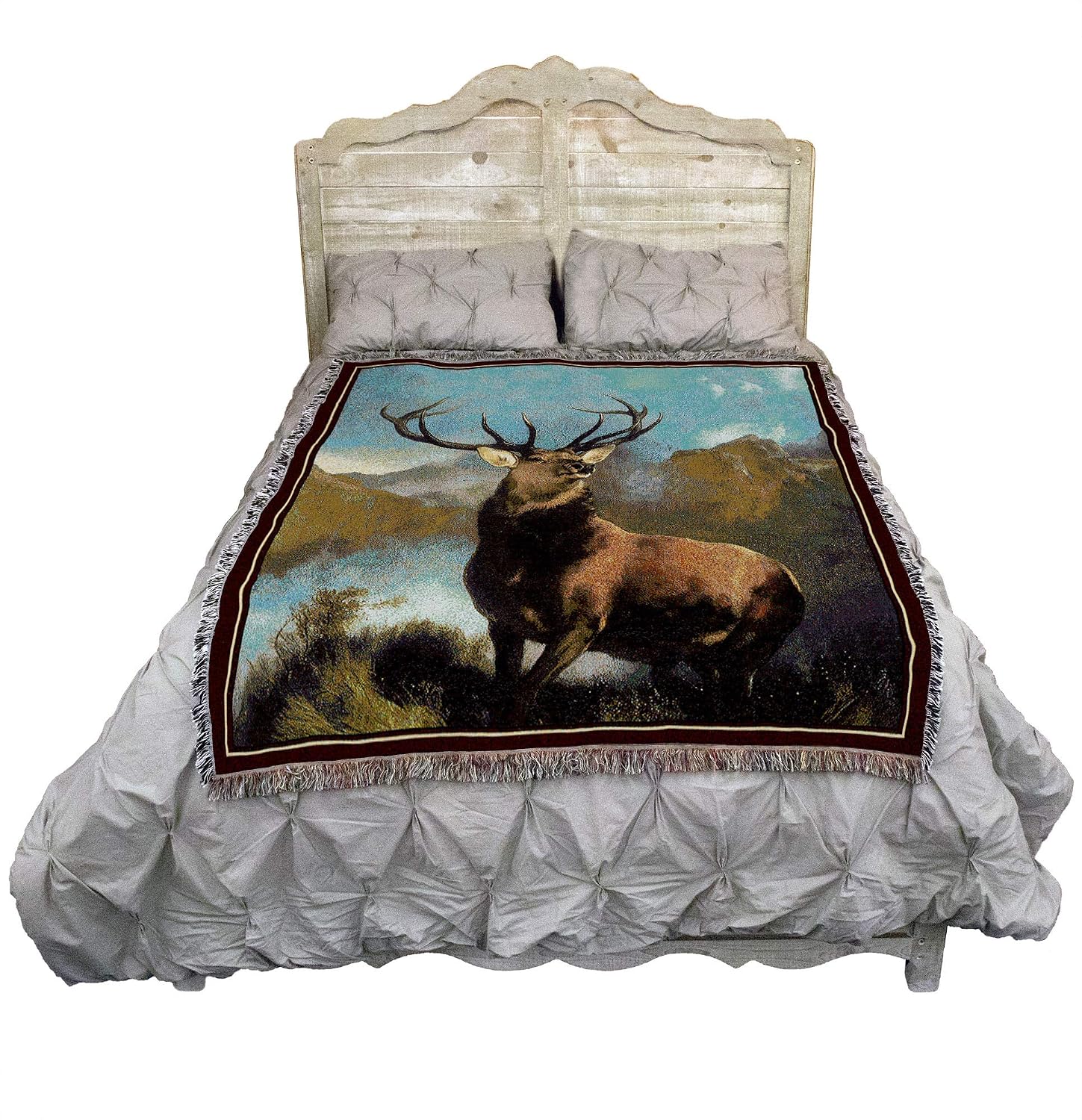 Pure Country Weavers Monarch of The Glen Blanket by Edwin Henry Landseer - Royal 12 Point Stag - Fine Art Gift Tapestry Throw Woven from Cotton - Made in The USA (72x54)