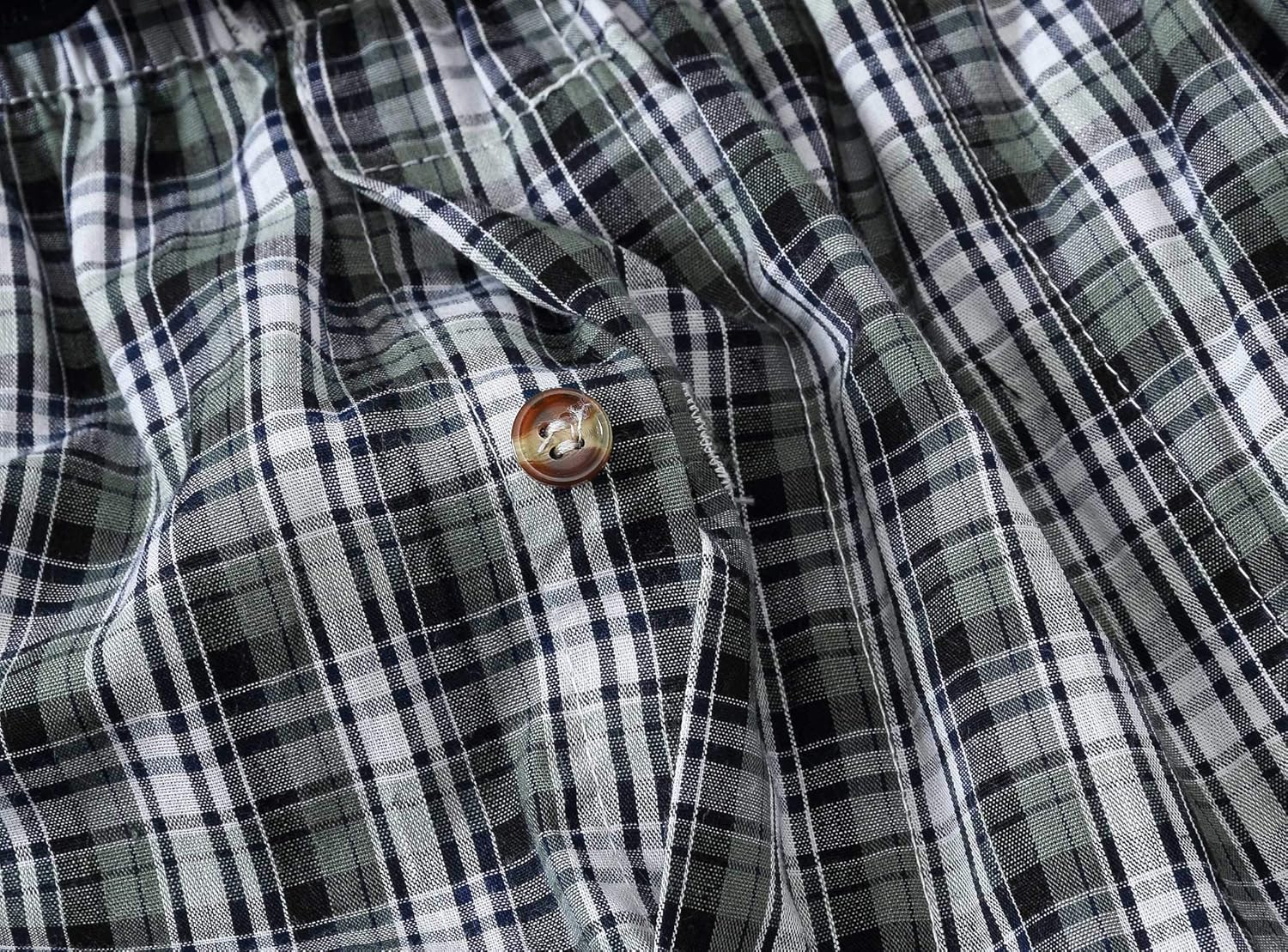 MoFiz Men's Sleepwear Shorts Pajama Bottom Lounge Short Plaid Button Open Fly 3Pack - Image 4