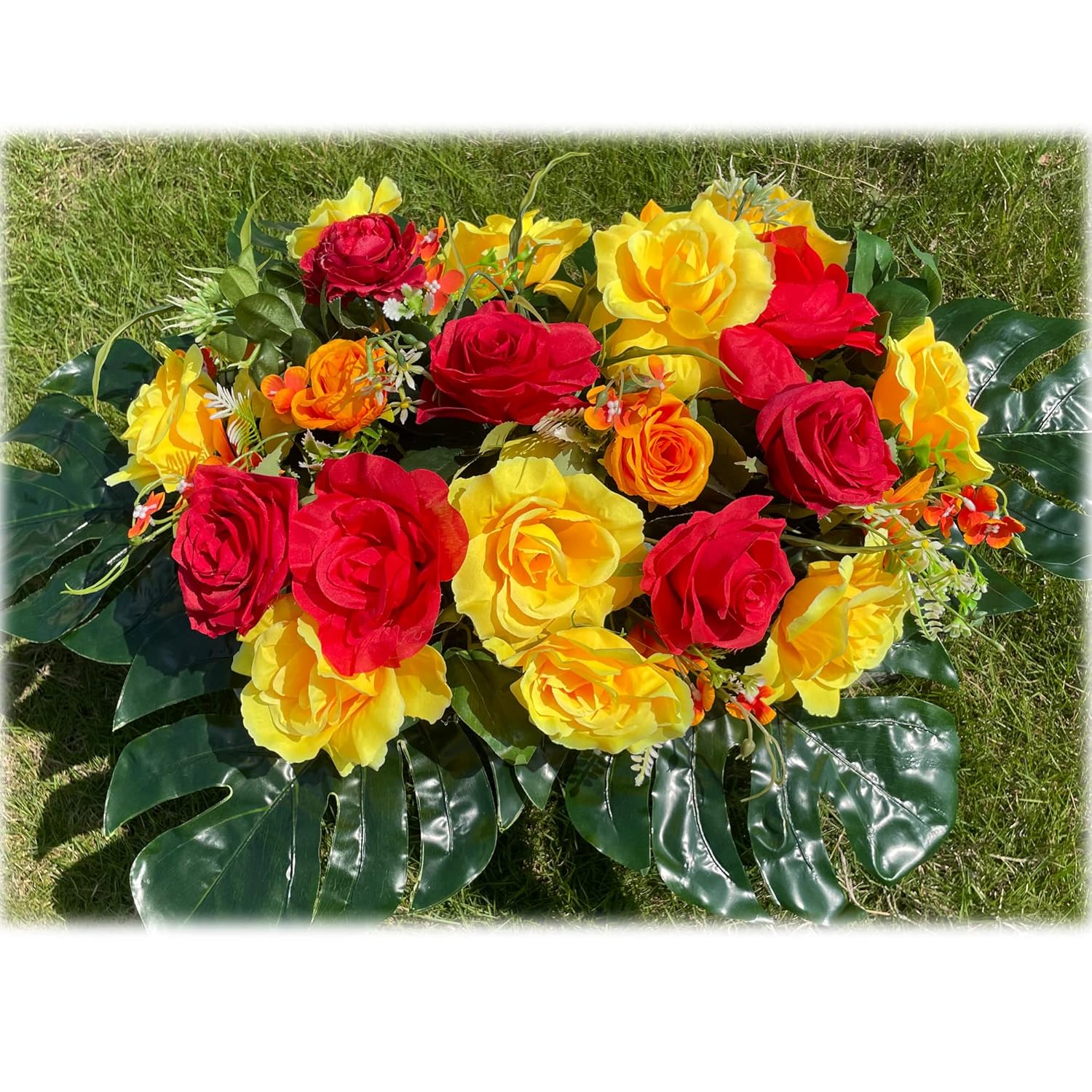 Artificial Sympathy Flowers for Grave Headstone Saddle