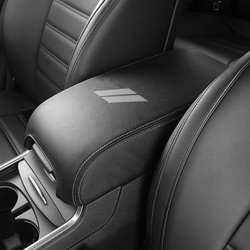 YOSRTER for Dodge Charger Accessories 2011-2019 2020 2021 2022 2023 2024 Chrysler 300 2011-2022 Center Console Armrest Cover Interior Anti-Scratch Leather Armrest Decoration (Gray Stitches)
