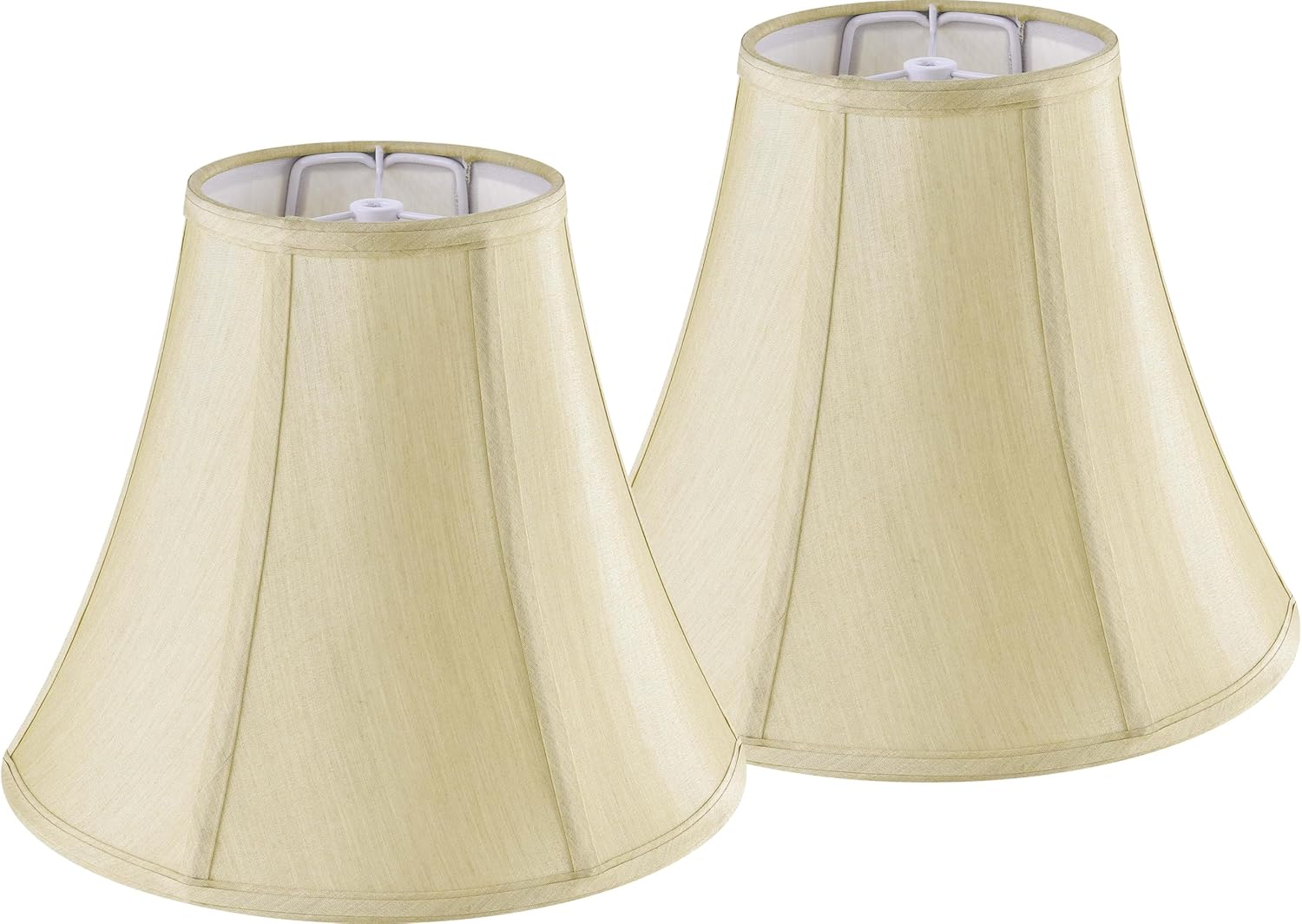 GO&SO Set of 2 Bell Lamp Shades Gold Medium Lamp Shade 6" Top x 13" Bottom x 9.8" High(Spider) Side Ribbing Hand Crafted Replacement Lampshade, Traditional Fabric Lamp Shade for Table Lamp,Floor Lamp