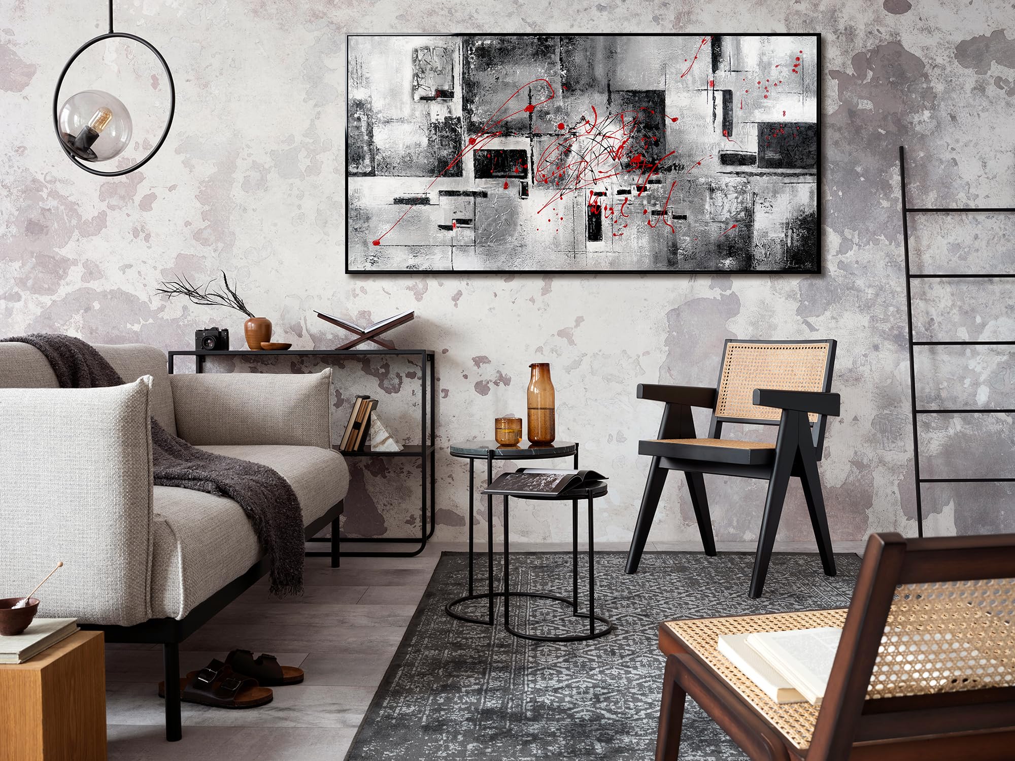 YS Quadri soggiorno dipinti a mano Coraggio | Quadri moderni su tela per l'interno Art | moderni su tela incorniciato con cornice 100x50 cm