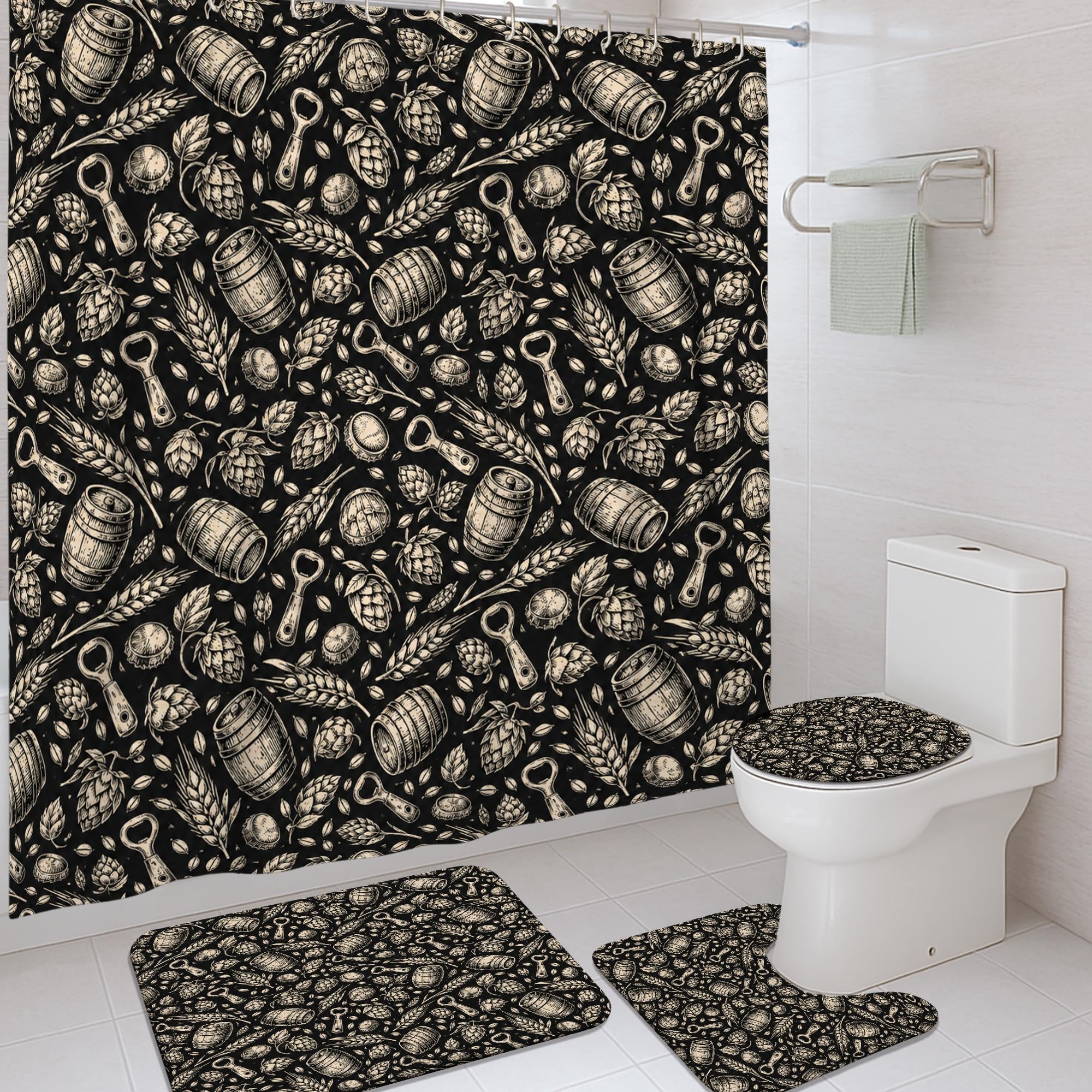 Rideau de douche tonneau vintage pour remplacer le plastique froid par une toile rustique chic